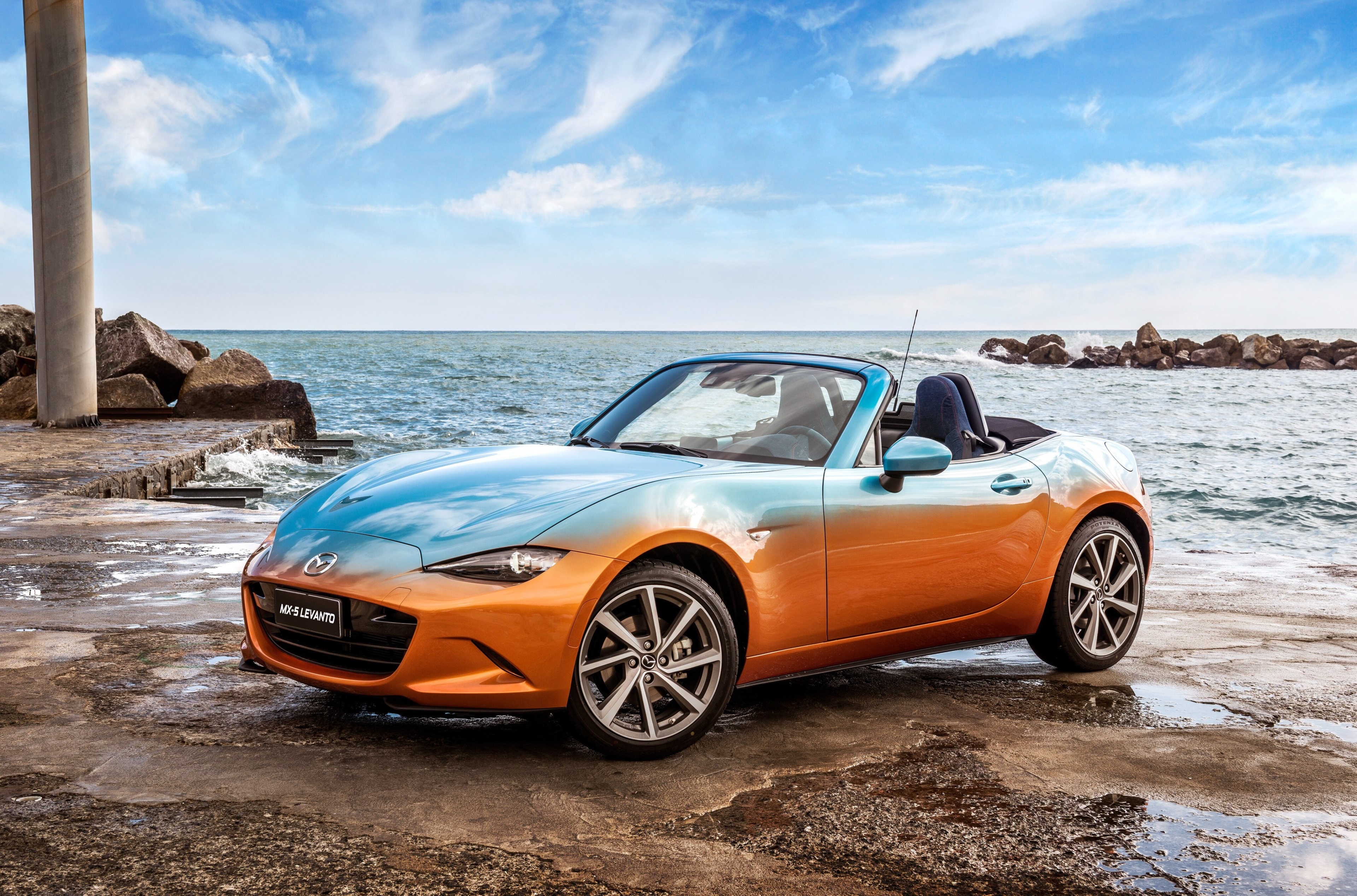 Mazda MX-5 Levanto convertible car by the sea HD Wallpaper