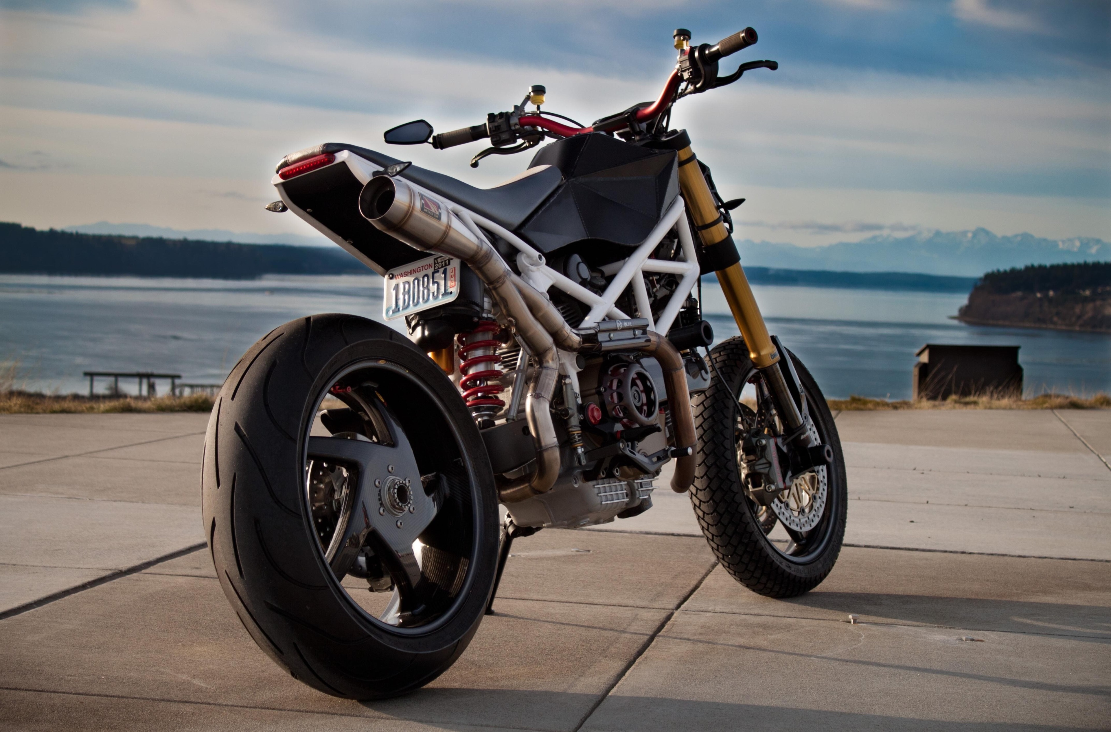 Custom Ducati Monster motorcycle 4K HD Wallpaper