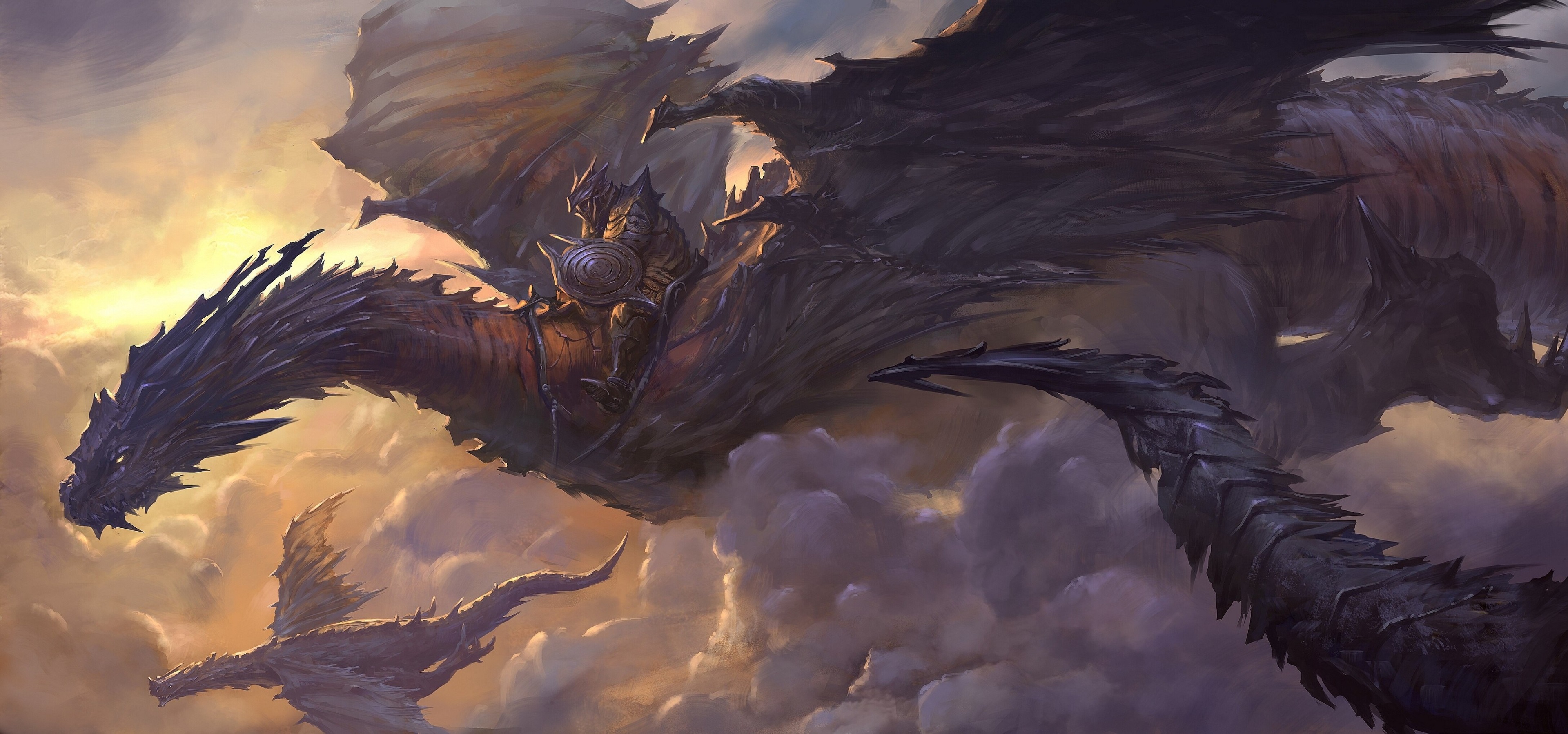 Dragon rider in the sky HD Wallpaper