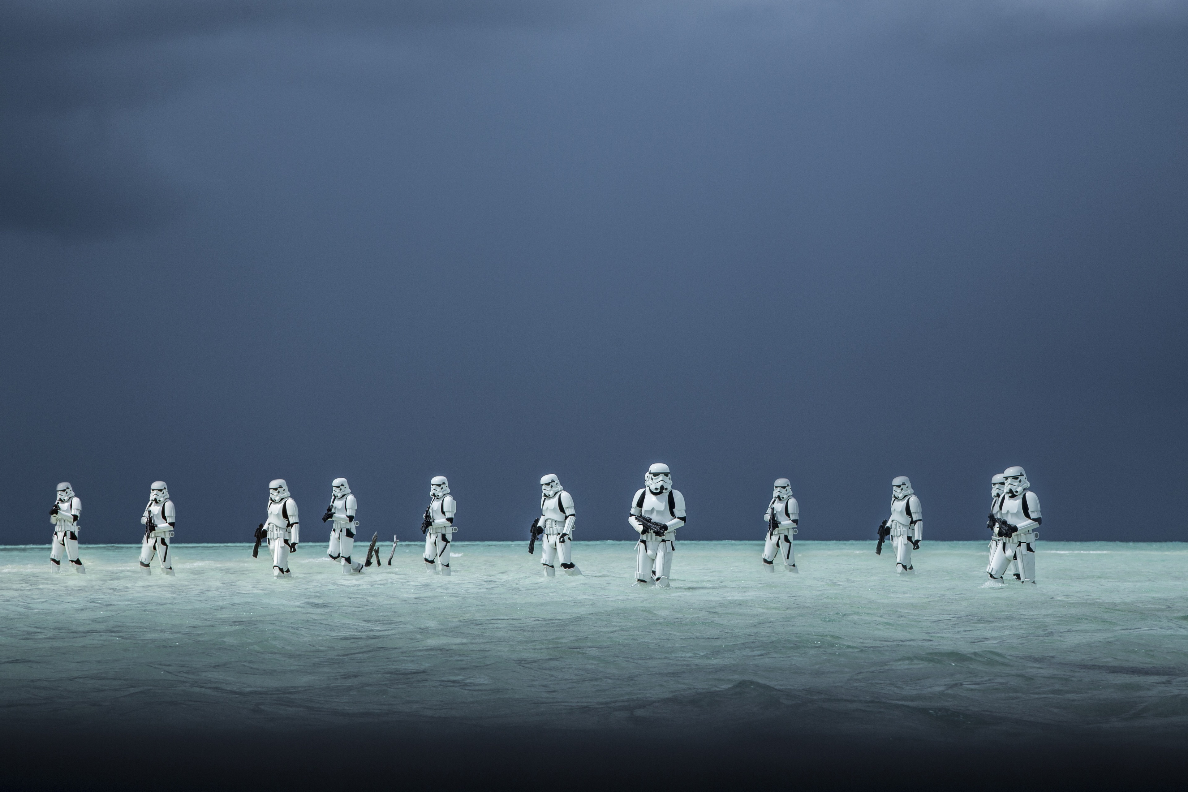 Stormtroopers from Rogue One: A Star Wars Story on water HD Wallpaper
