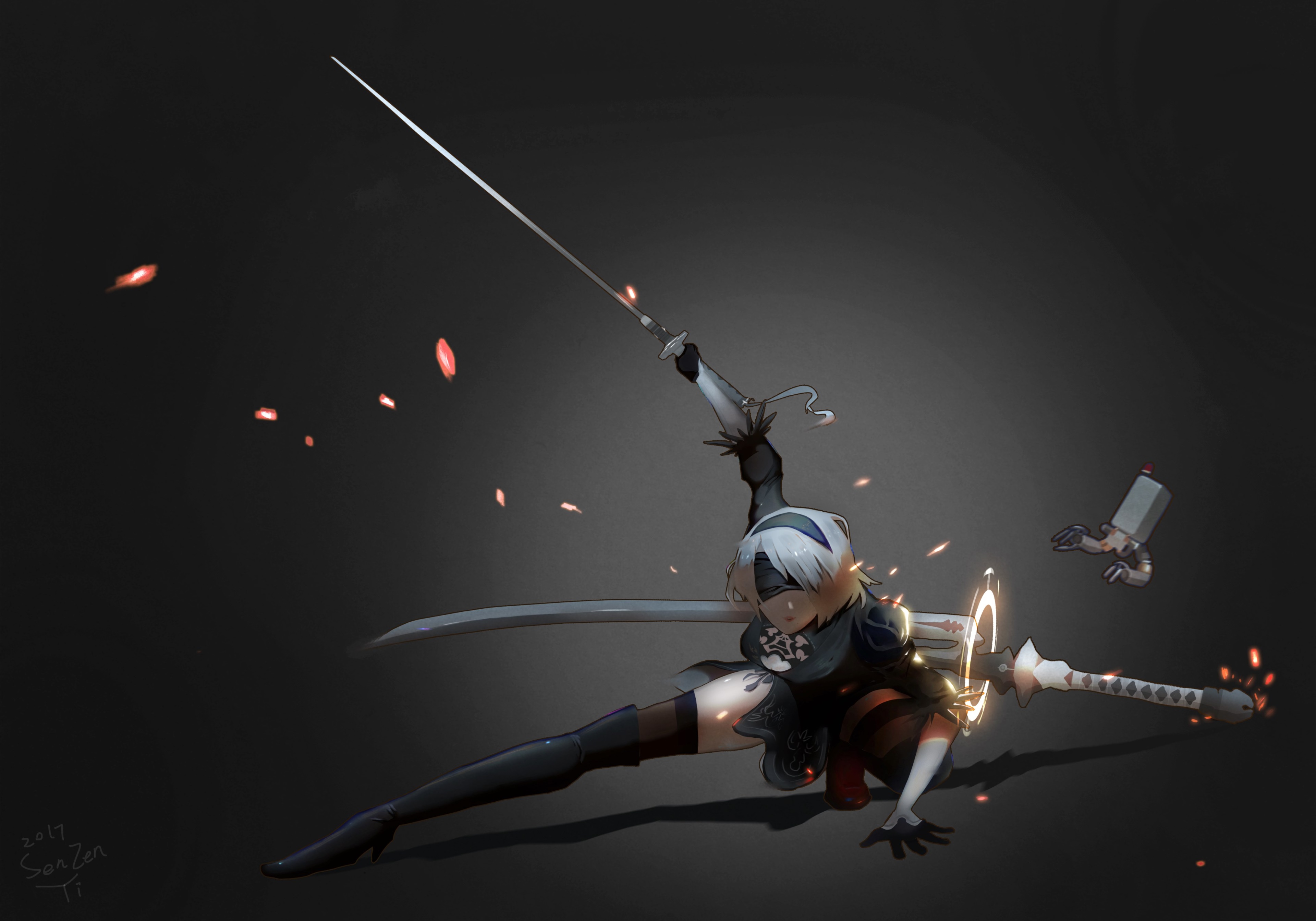 2B from Nier: Automata with swords HD Wallpaper