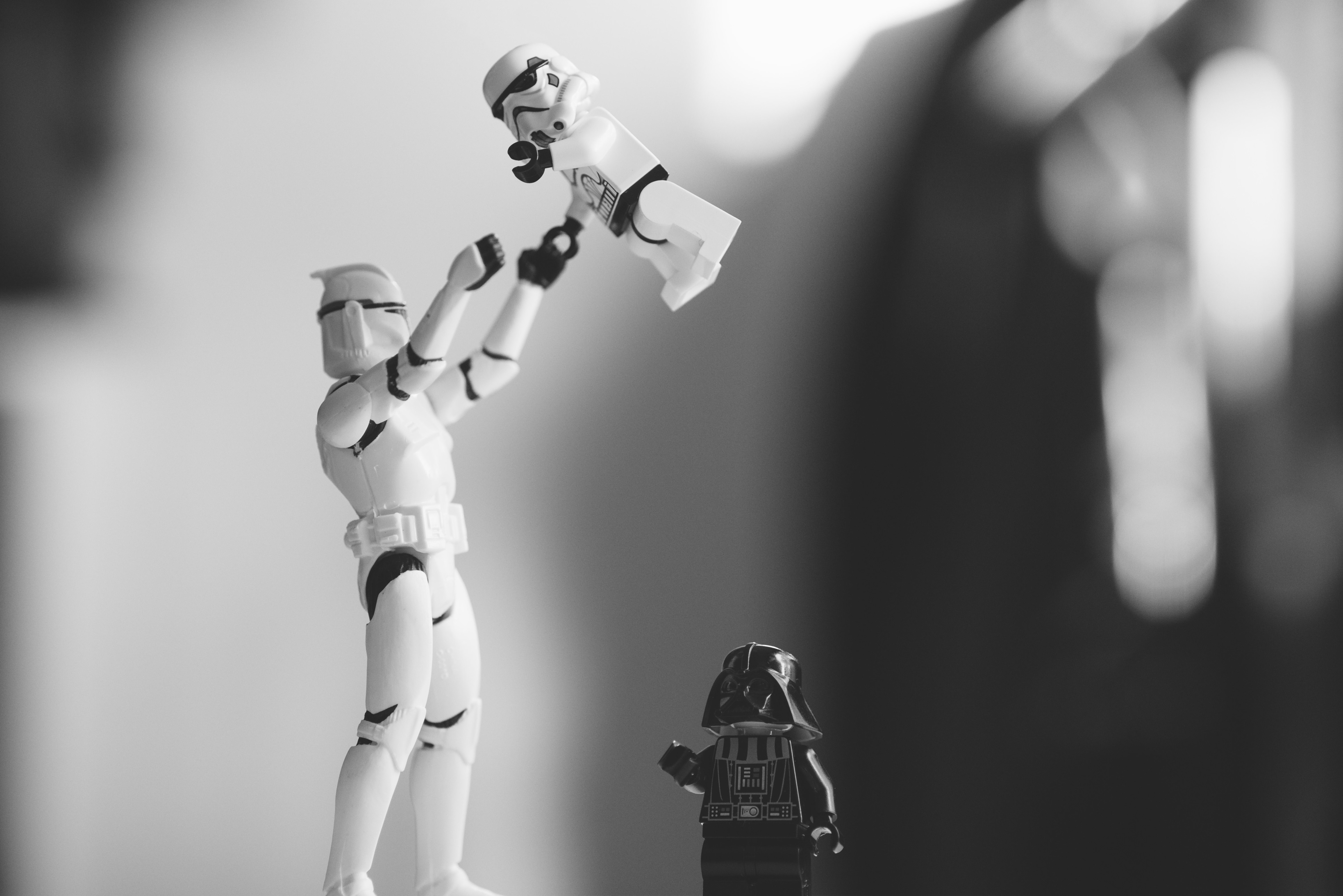 Stormtrooper holding a baby Stormtrooper, Darth Vader HD Wallpaper