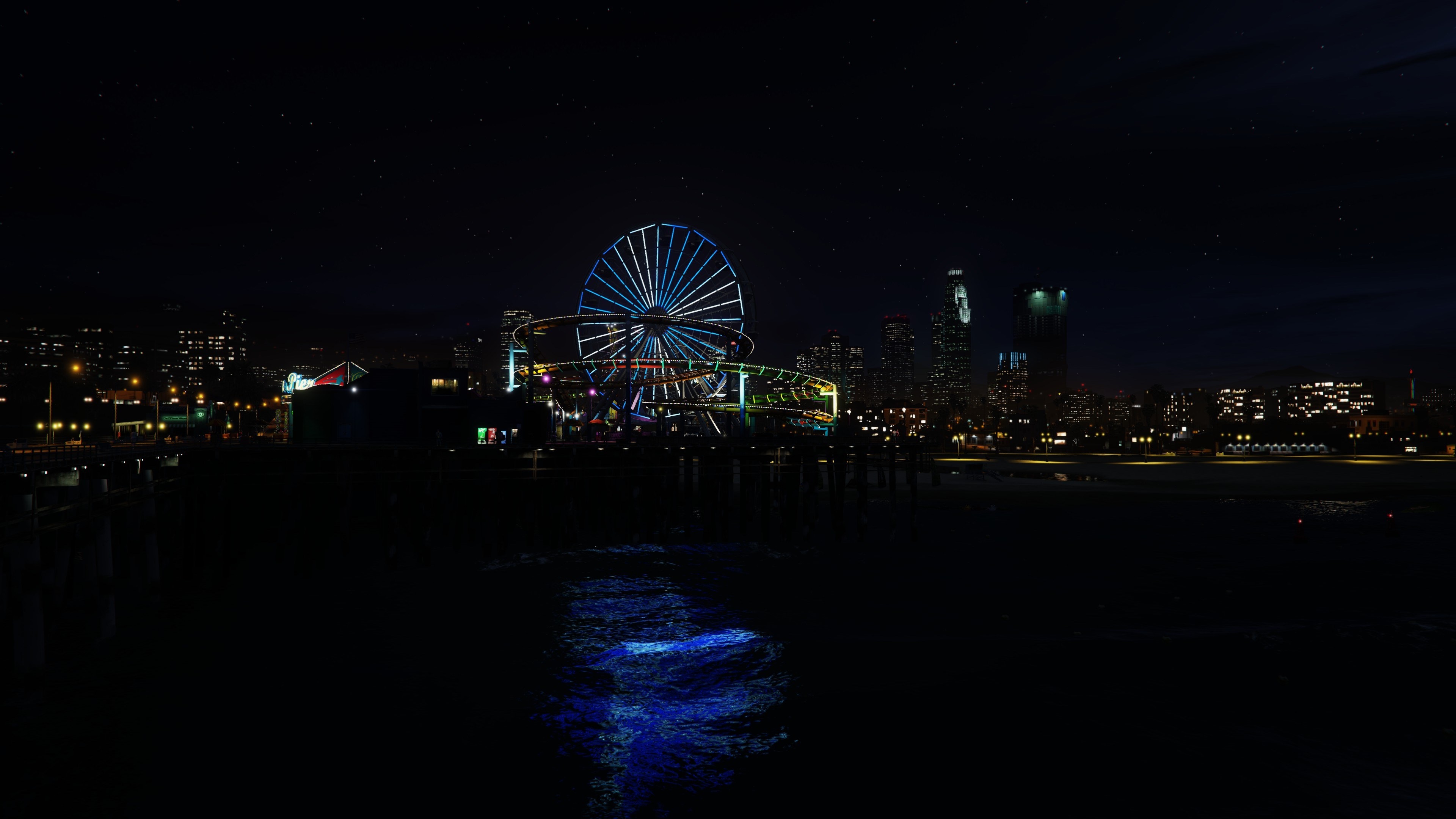 Grand Theft Auto V 4K Ferris Wheel at Night HD Wallpaper