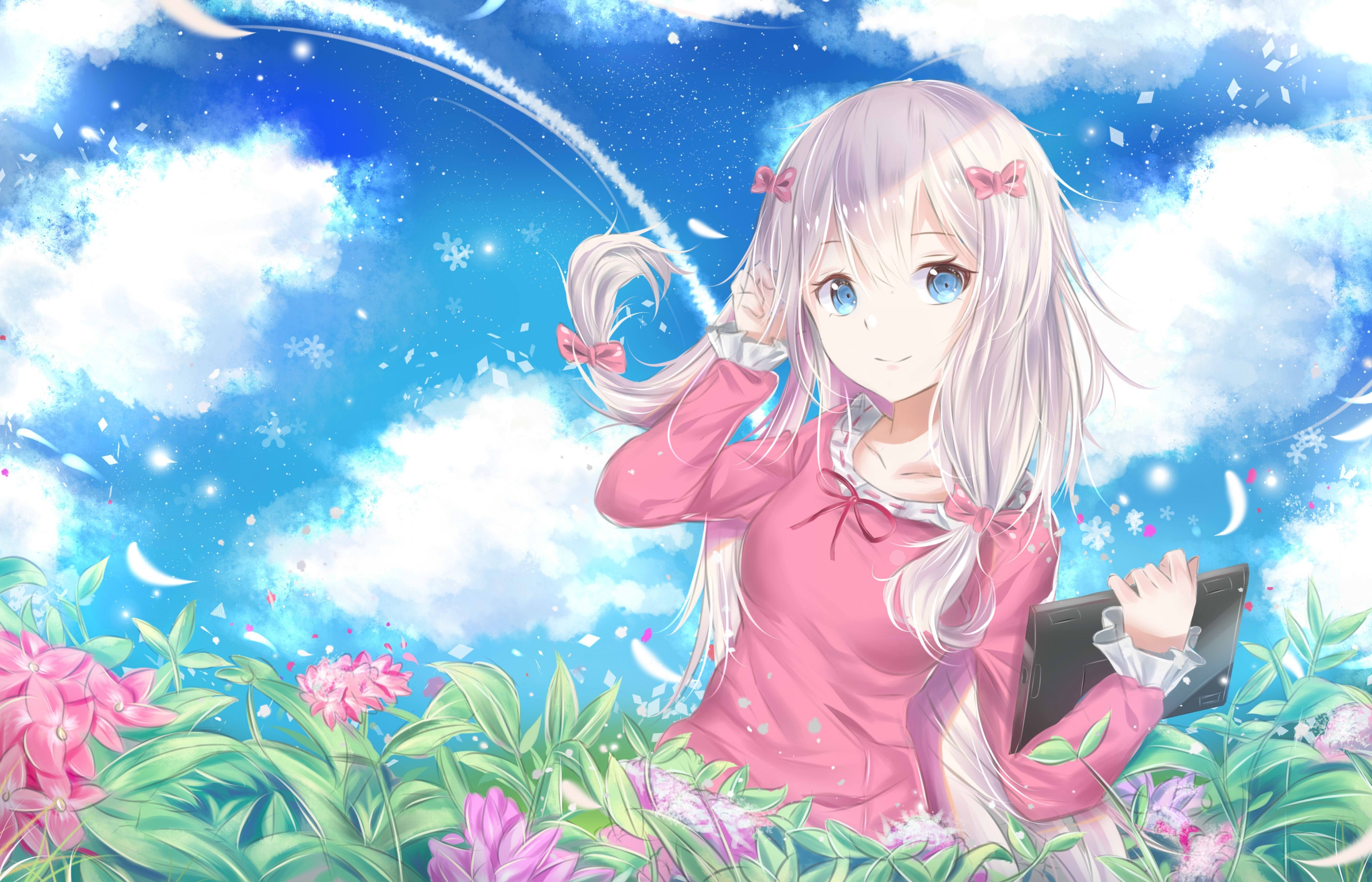 Izumi Sagiri from Eromanga Sensei with a computer HD Wallpaper