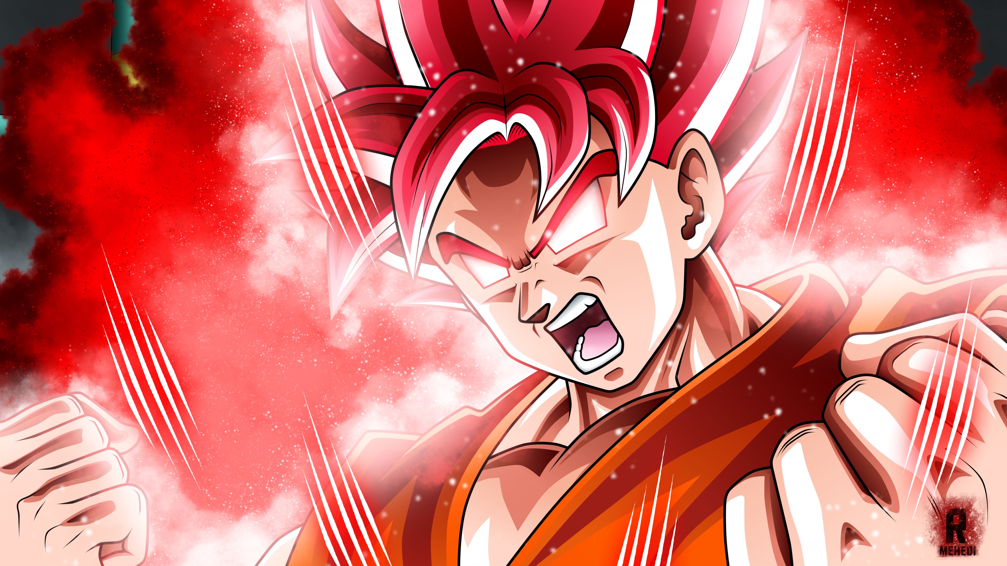 Goku from Dragon Ball Super in Super Saiyan God Super Saiyan form HD Wallpaper