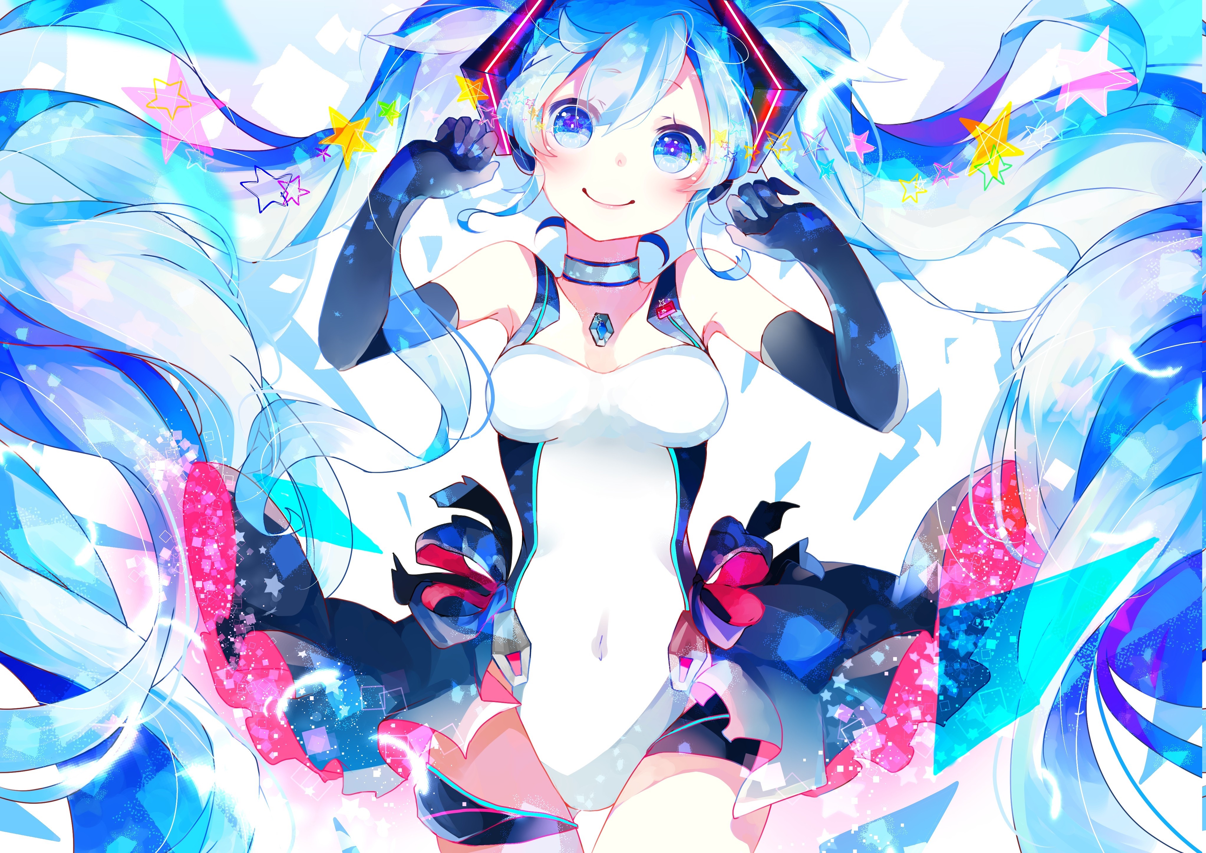 Hatsune Miku with Aqua Hair and Twintails HD Wallpaper