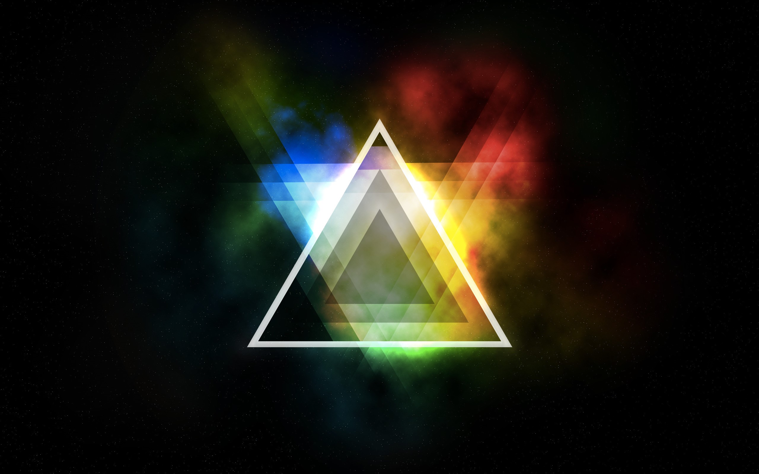 Abstract colorful triangle with nebula HD Wallpaper