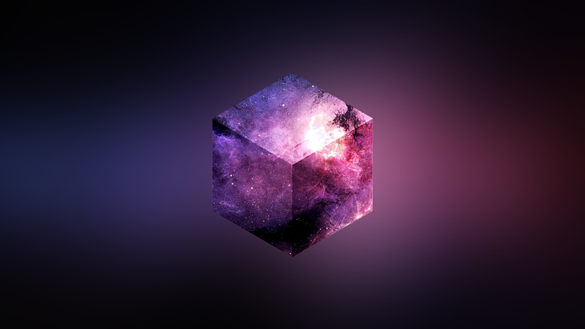 Abstract cube with galaxy texture HD Wallpaper