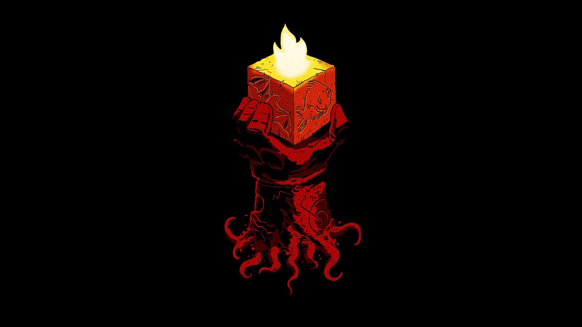 Hellboy holding the Cosmic Cube HD Wallpaper