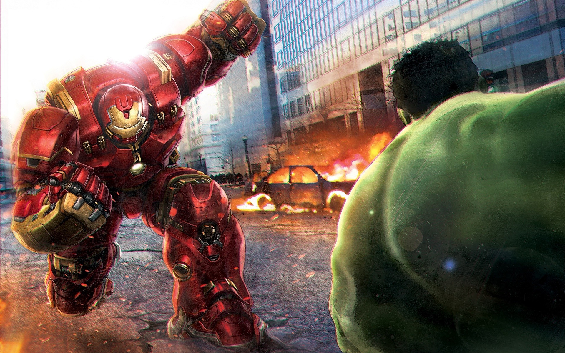 Hulkbuster Iron Man vs. Hulk in Avengers Age of Ultron HD Wallpaper