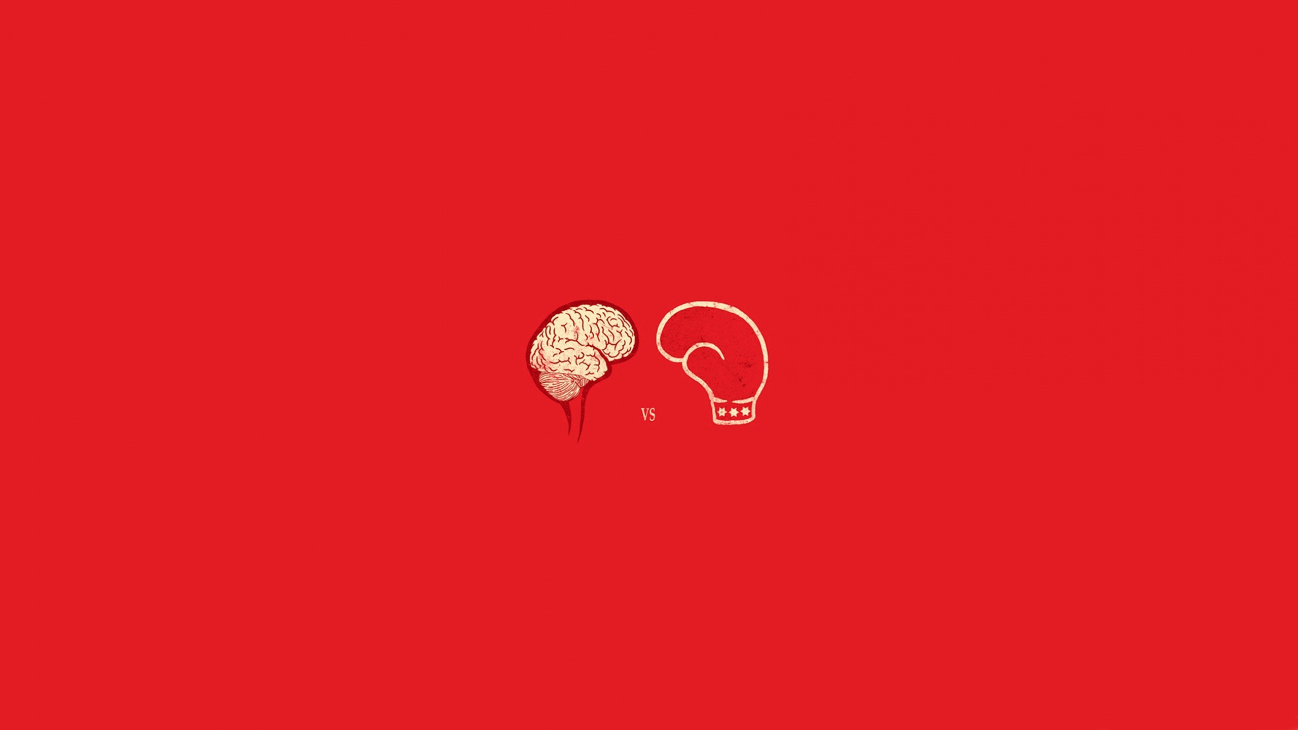 Brain vs. Boxing Glove on Red Background HD Wallpaper