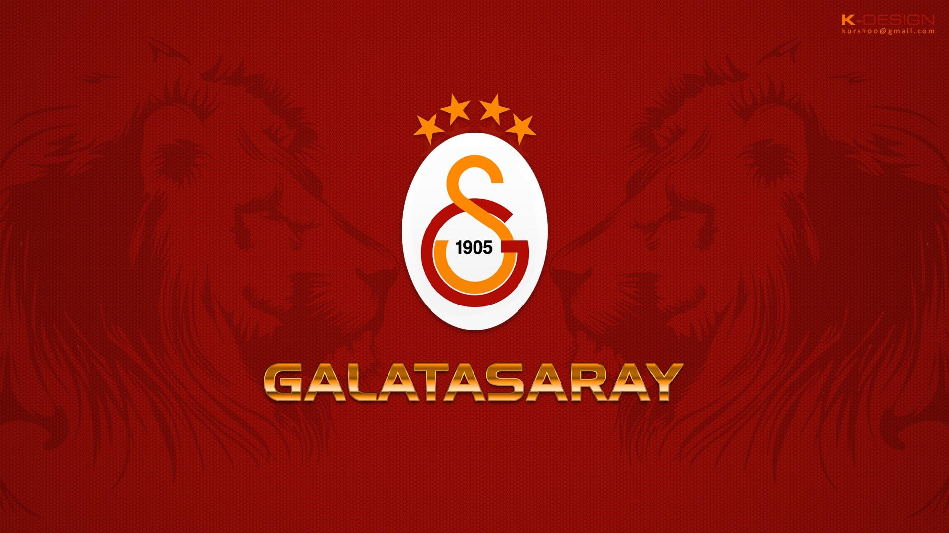 Galatasaray Emblem with Lions and Stars HD Wallpaper