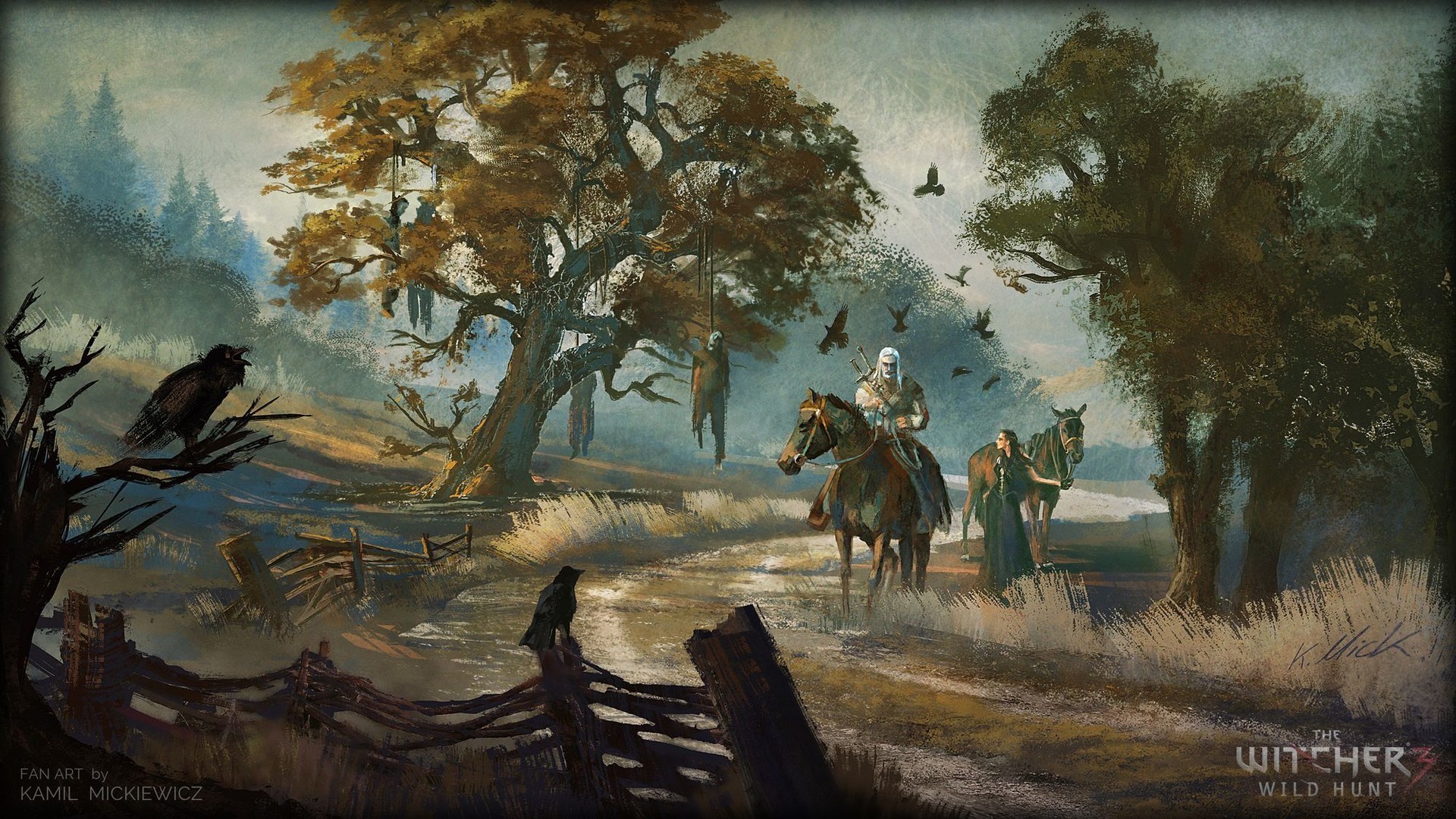 Geralt of Rivia from The Witcher 3: Wild Hunt on horseback HD Wallpaper