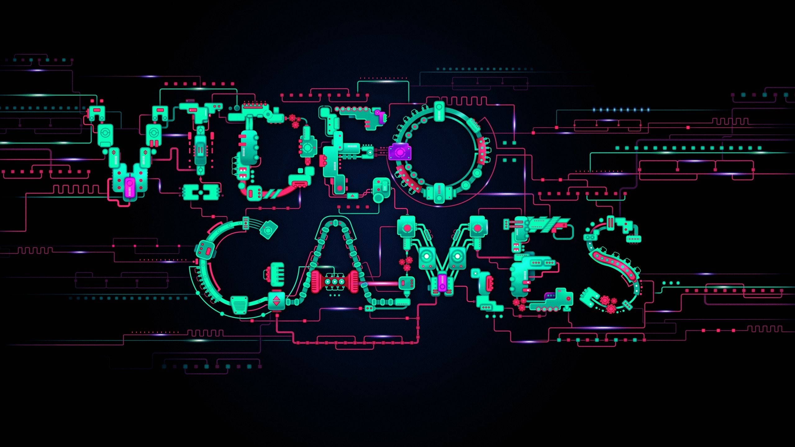 Video Games text in circuit board style HD Wallpaper