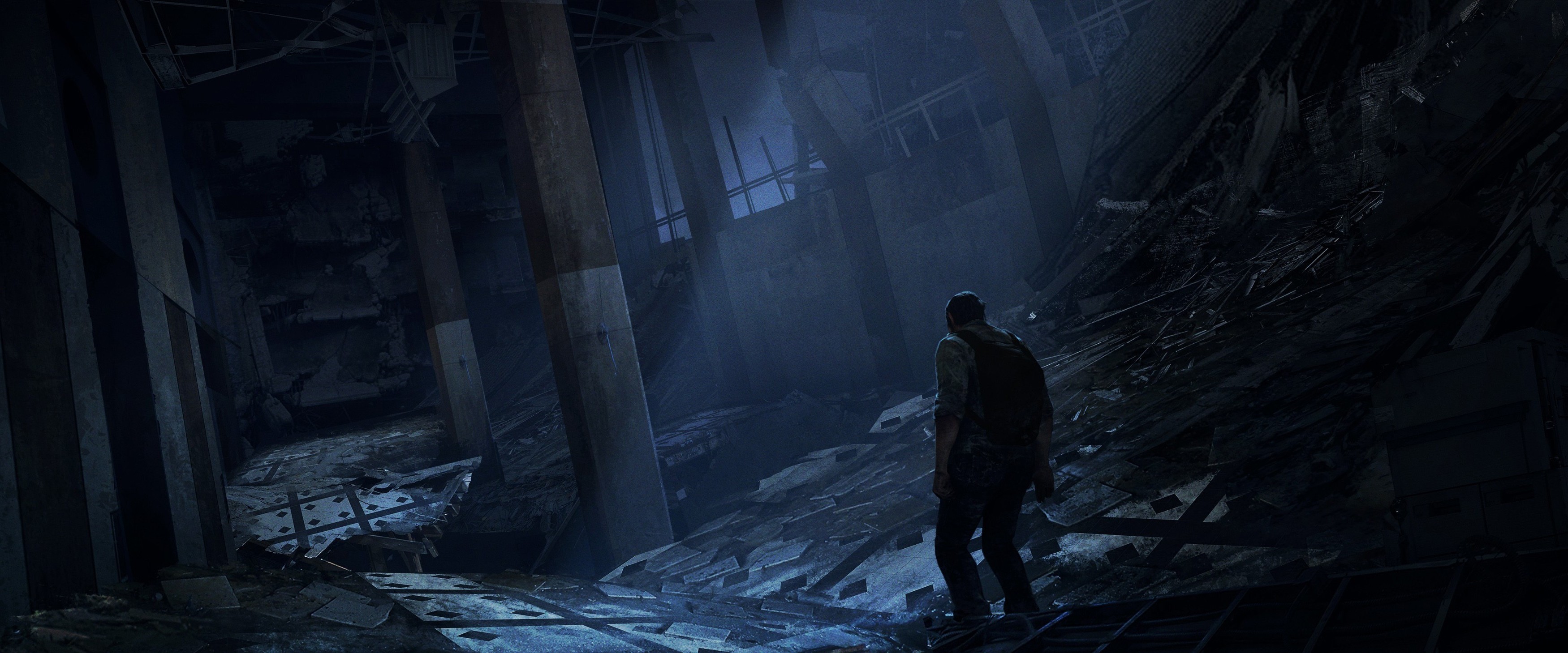 The Last of Us concept art of a man in ruins HD Wallpaper
