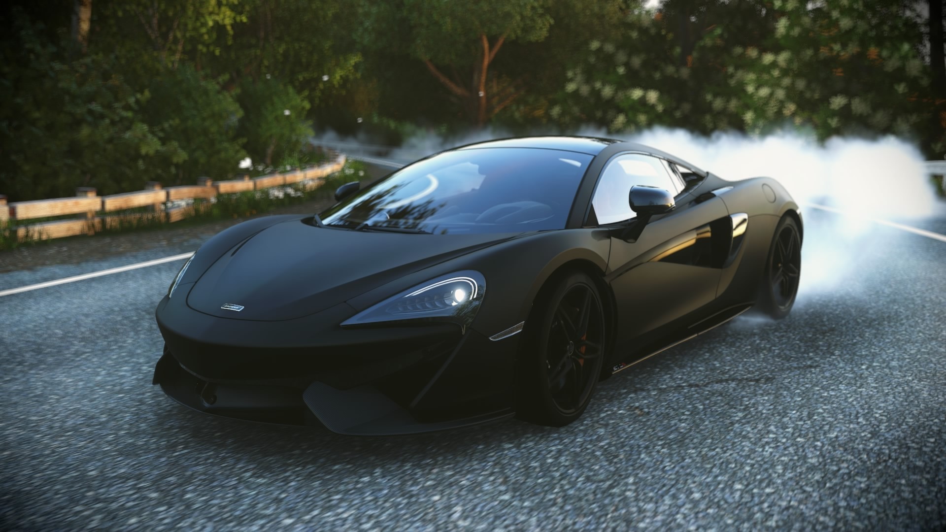 McLaren 570S drifting on a road HD Wallpaper