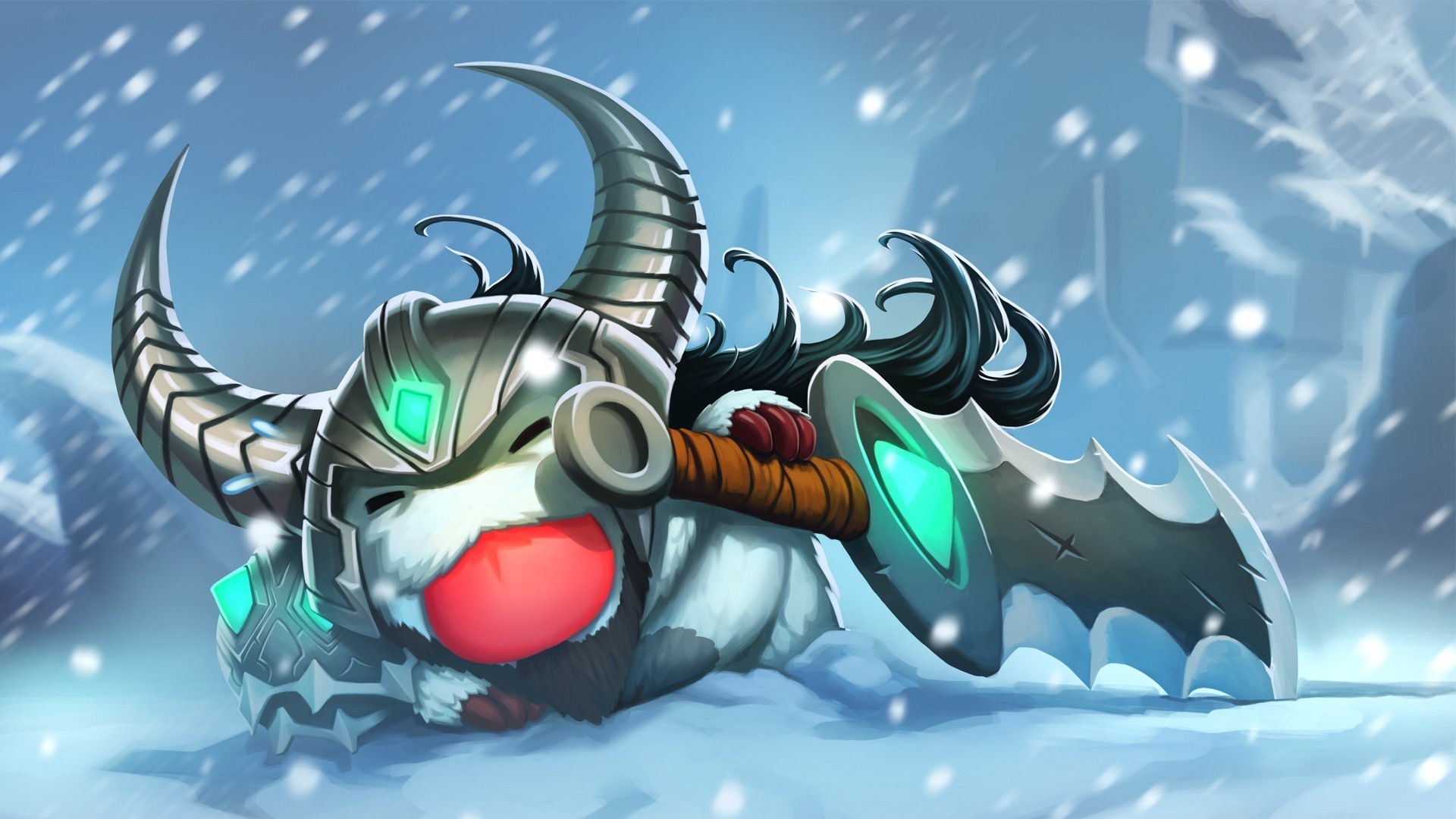 Poro from League of Legends in snow HD Wallpaper