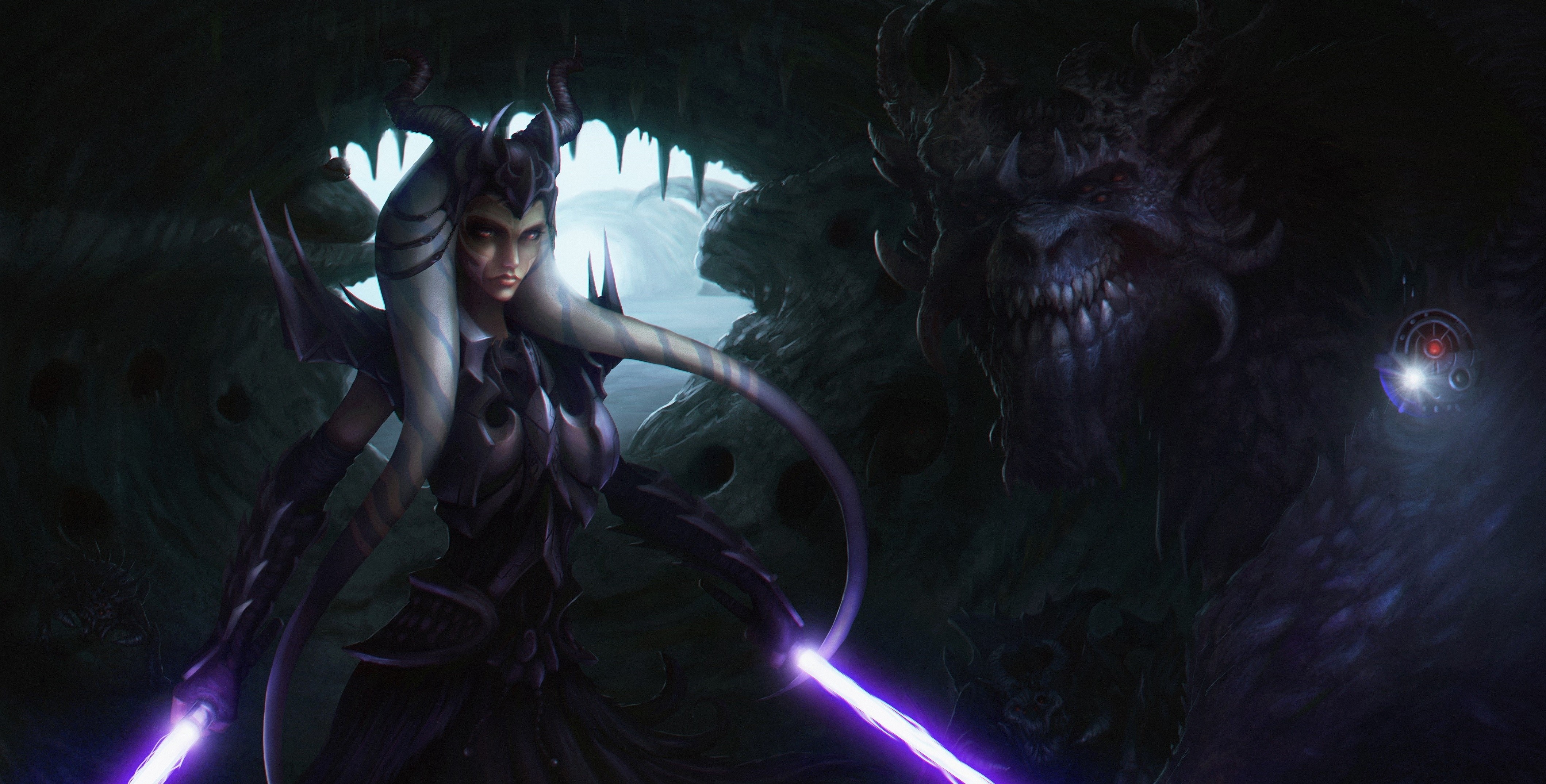 Ahsoka Tano from Star Wars with a creature HD Wallpaper