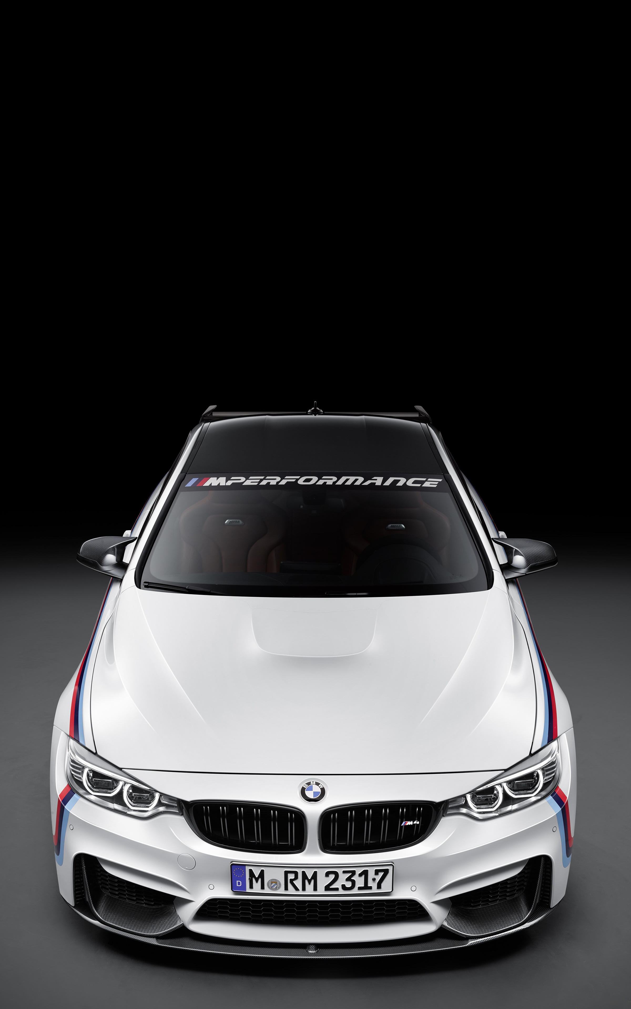 White BMW M4 with M Performance Banner HD Wallpaper