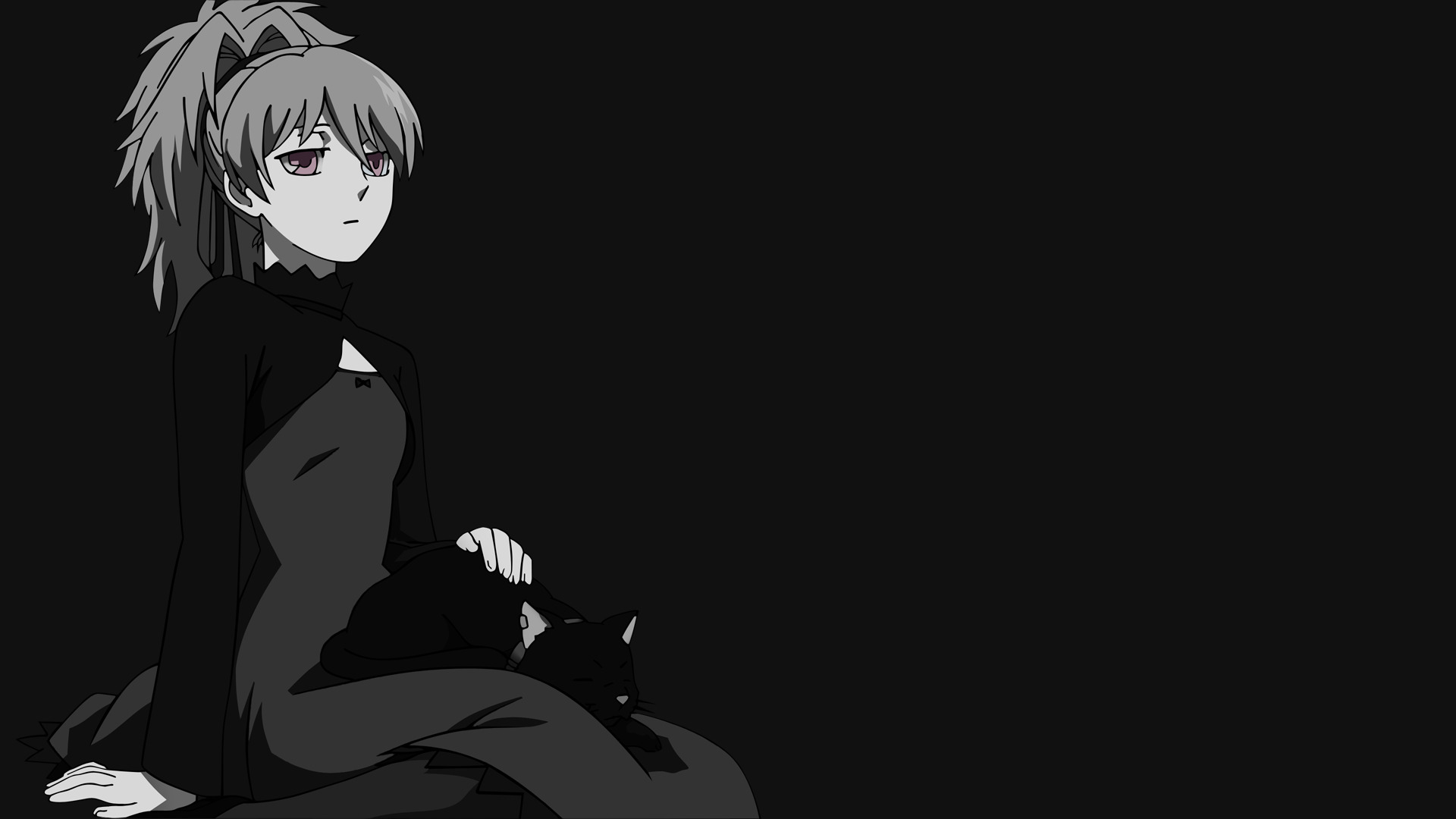 Yin Mao from Darker Than Black with a cat HD Wallpaper