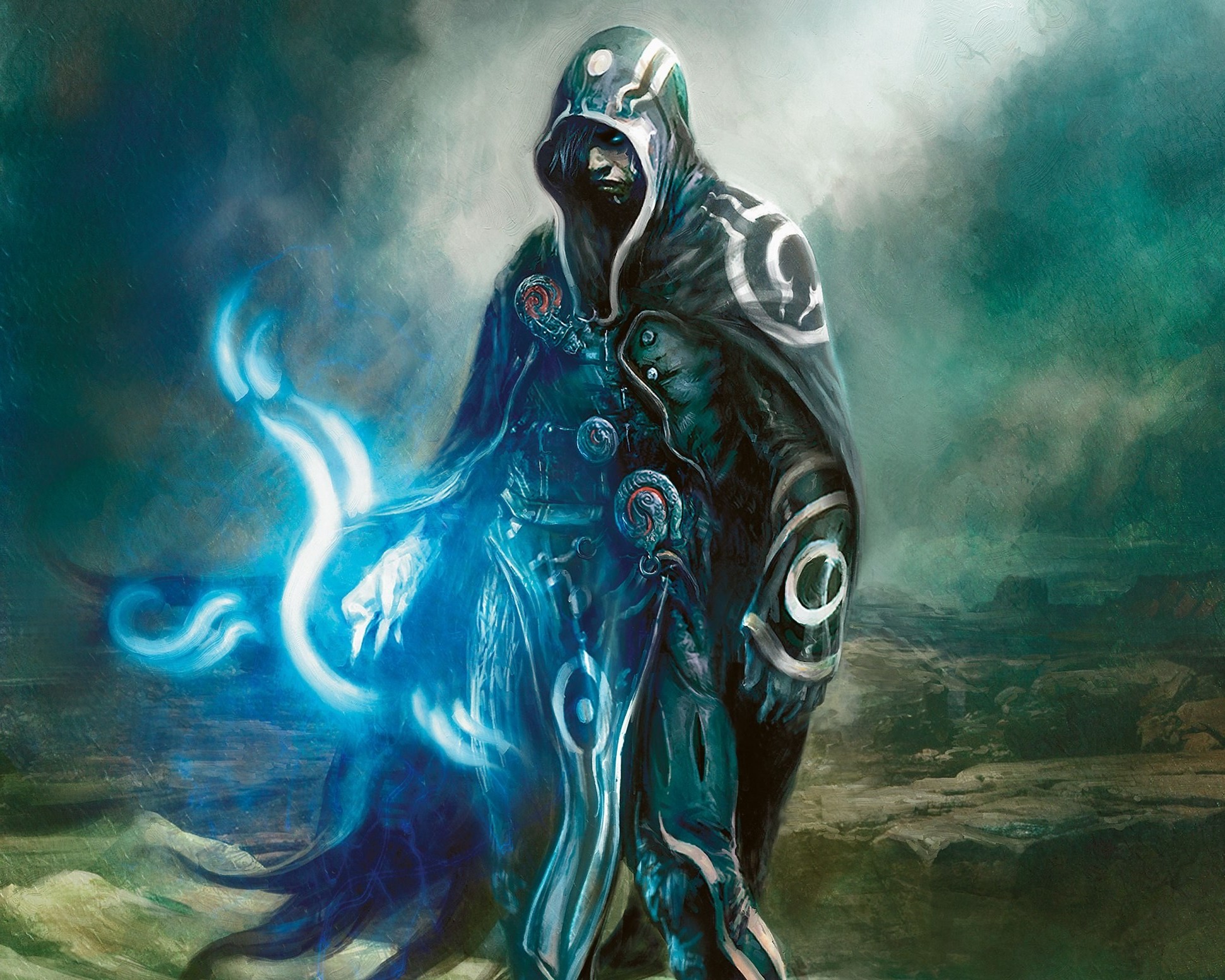 Wizard casting blue magic from Magic the Gathering HD Wallpaper
