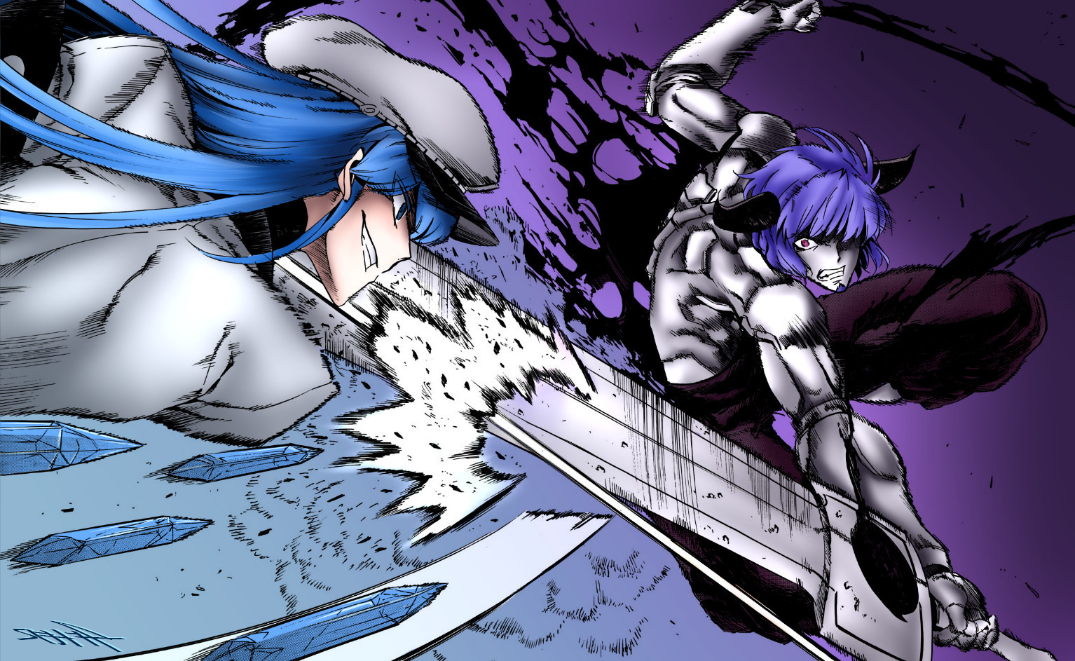 Esdeath and Budo from Akame ga Kill clashing swords HD Wallpaper