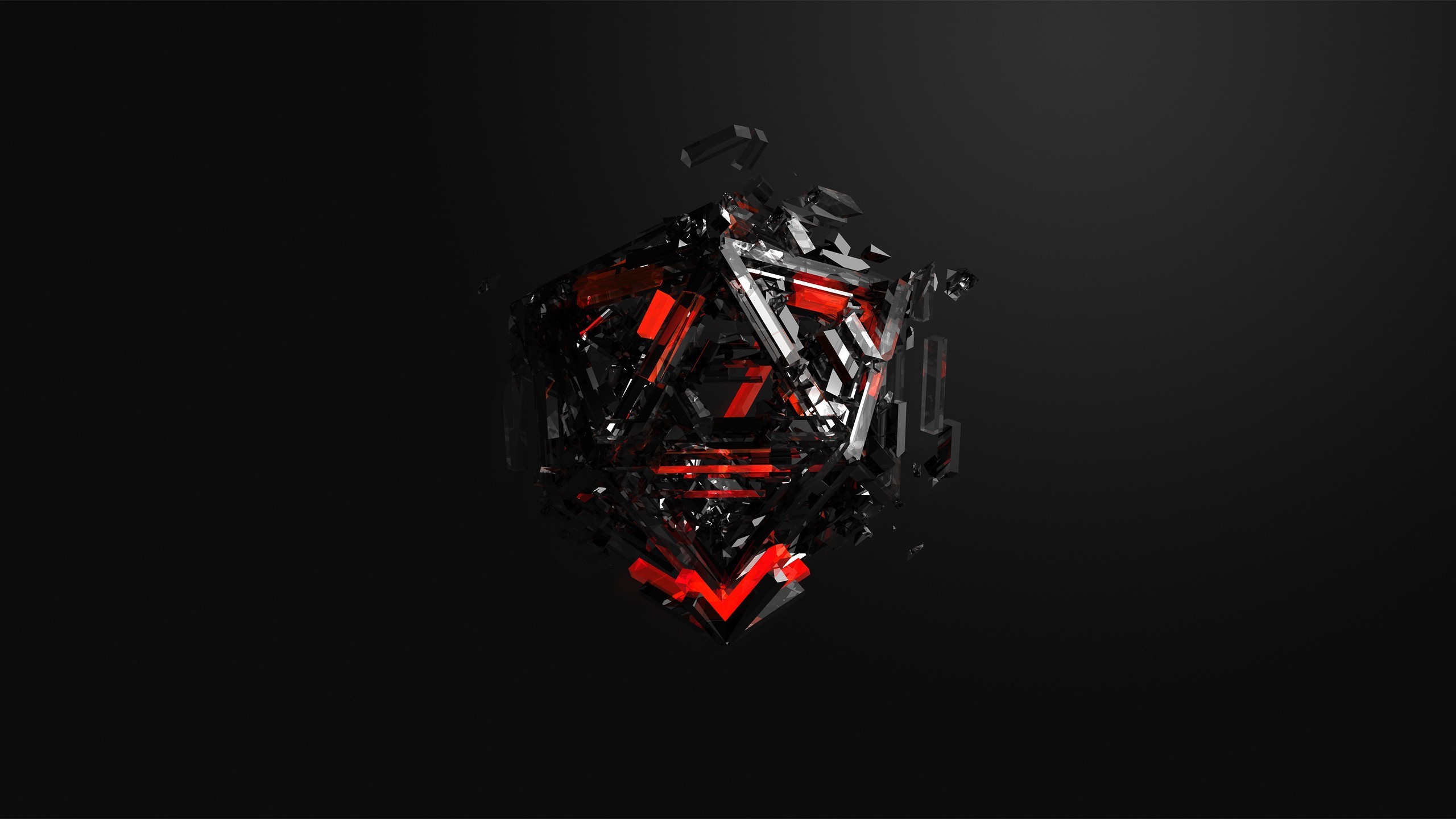 Abstract black and red geometric cube HD Wallpaper
