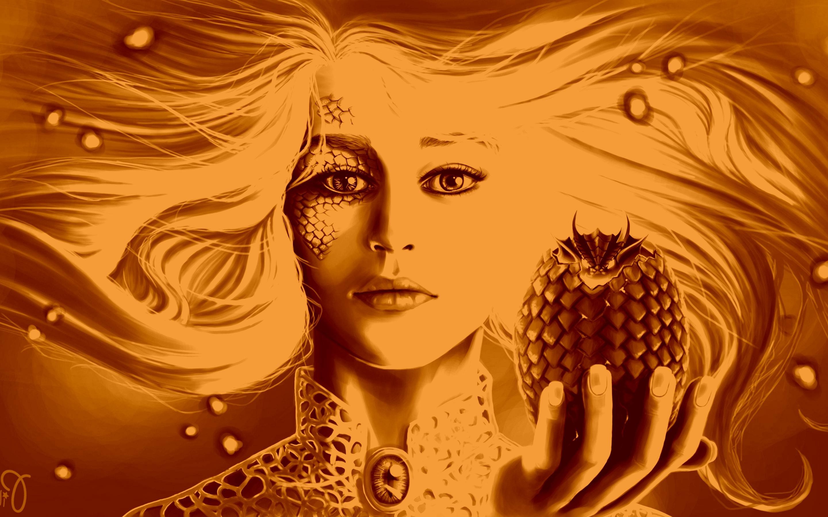 Daenerys Targaryen from Game of Thrones holding a dragon egg HD Wallpaper