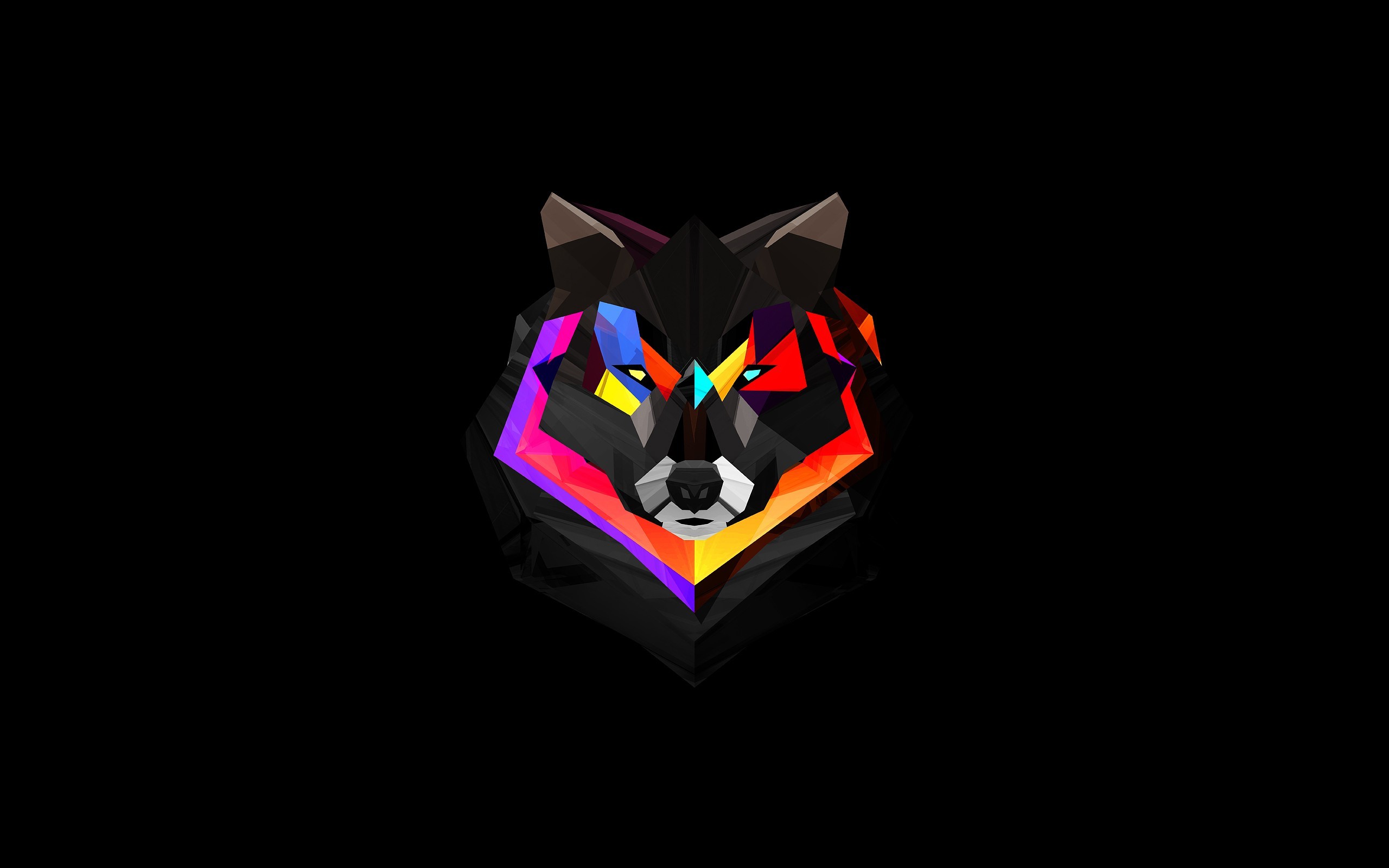 Geometric wolf head with colorful facets HD Wallpaper