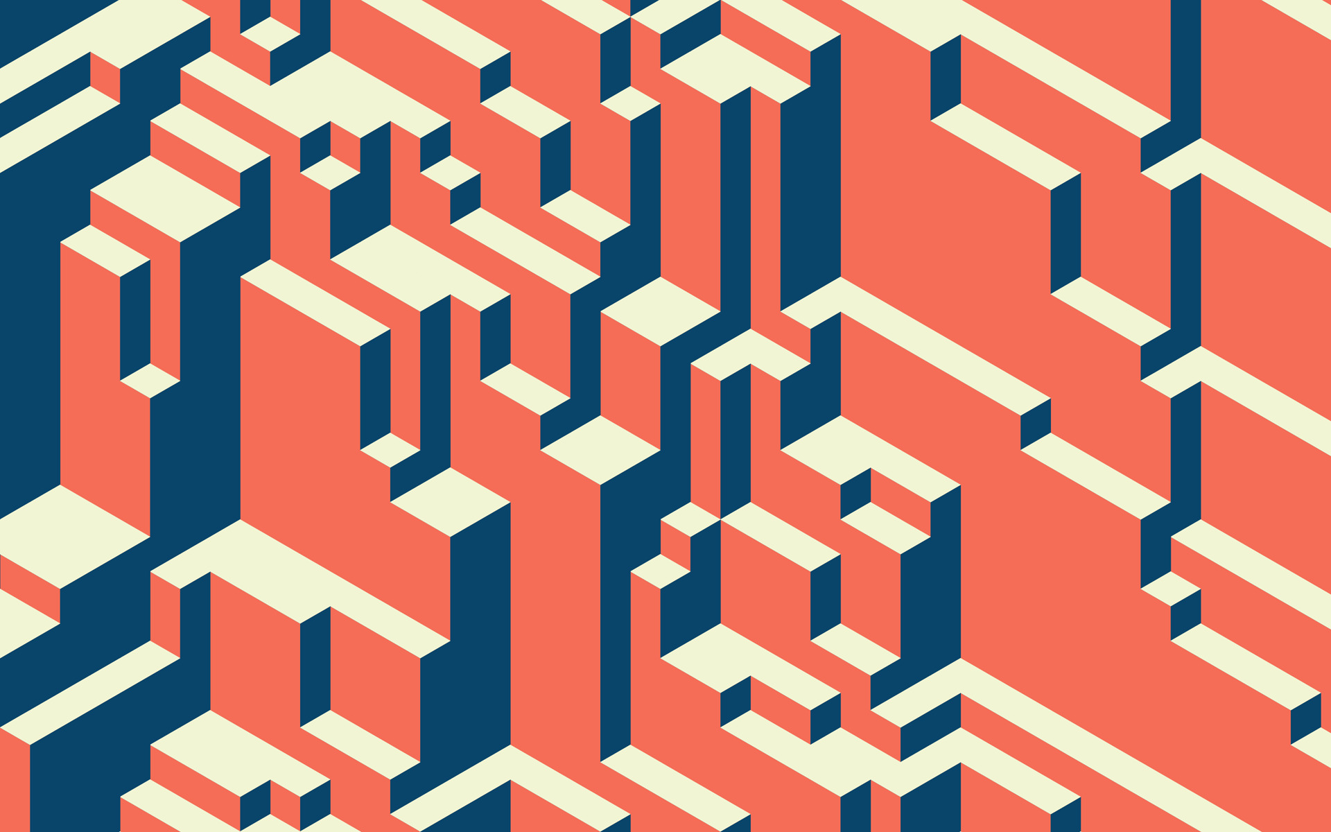 Abstract Isometric 3D Blocks Pattern HD Wallpaper
