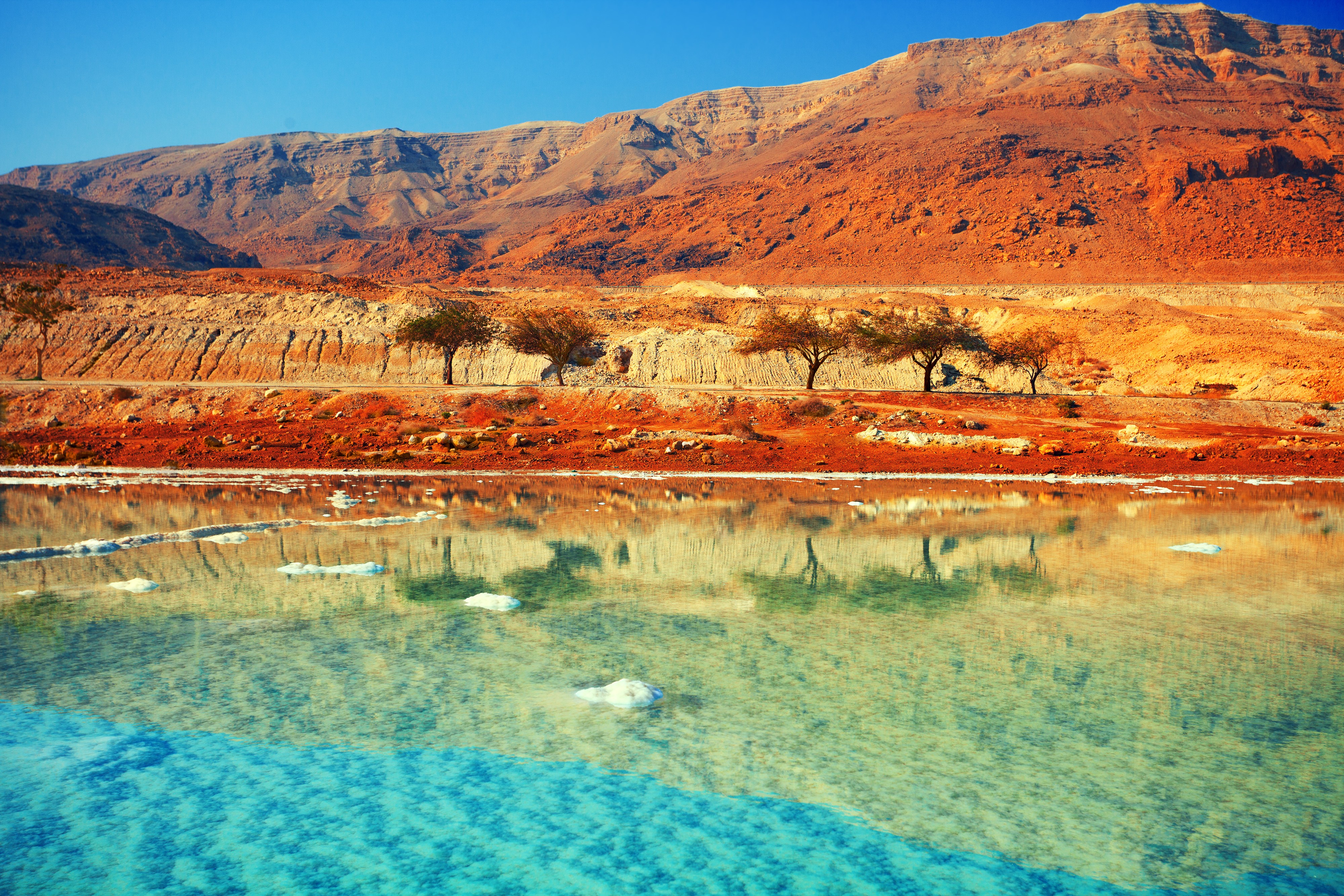 Desert landscape with Dead Sea HD Wallpaper