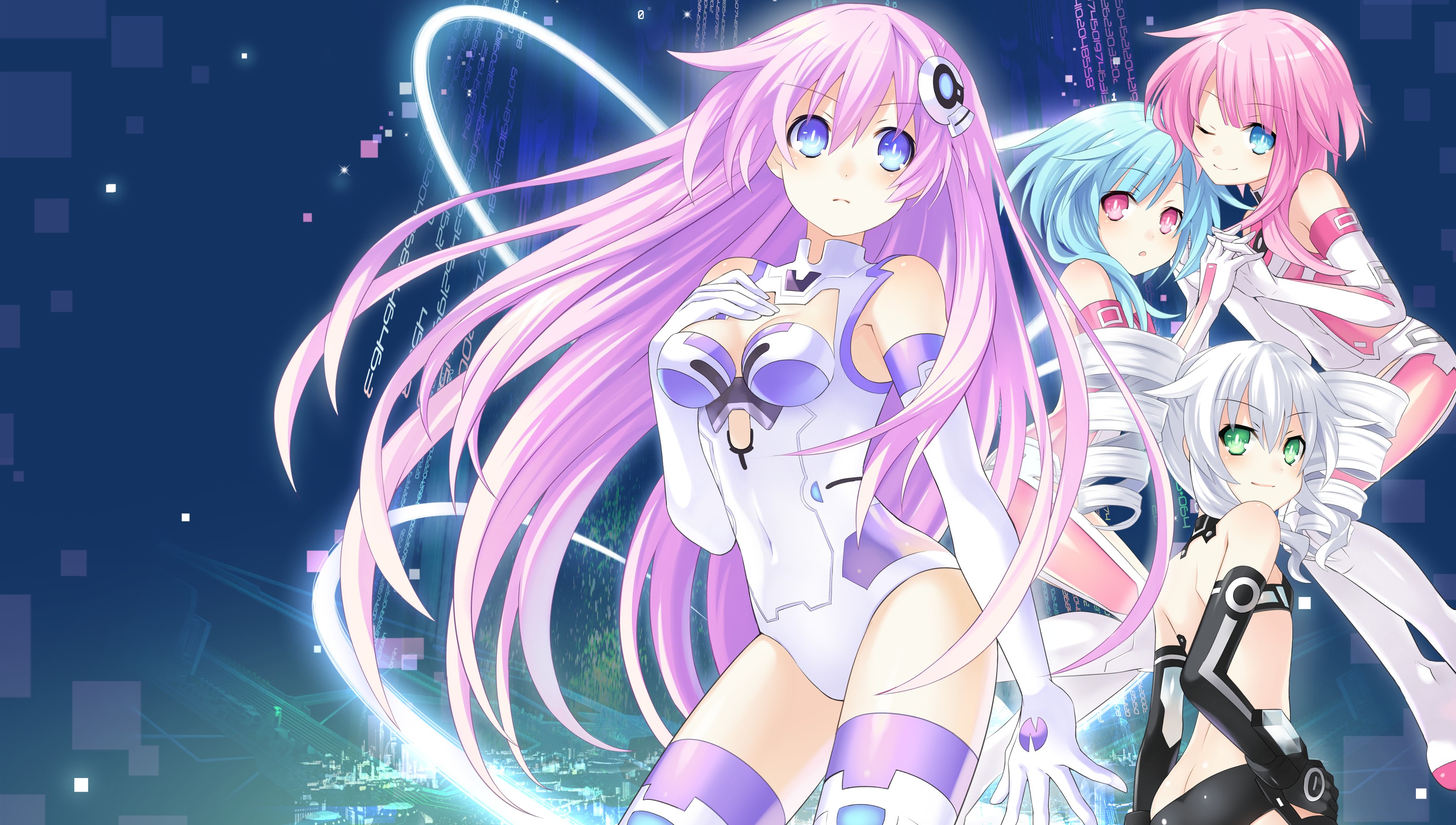 Four anime girls from Hyperdimension Neptunia HD Wallpaper