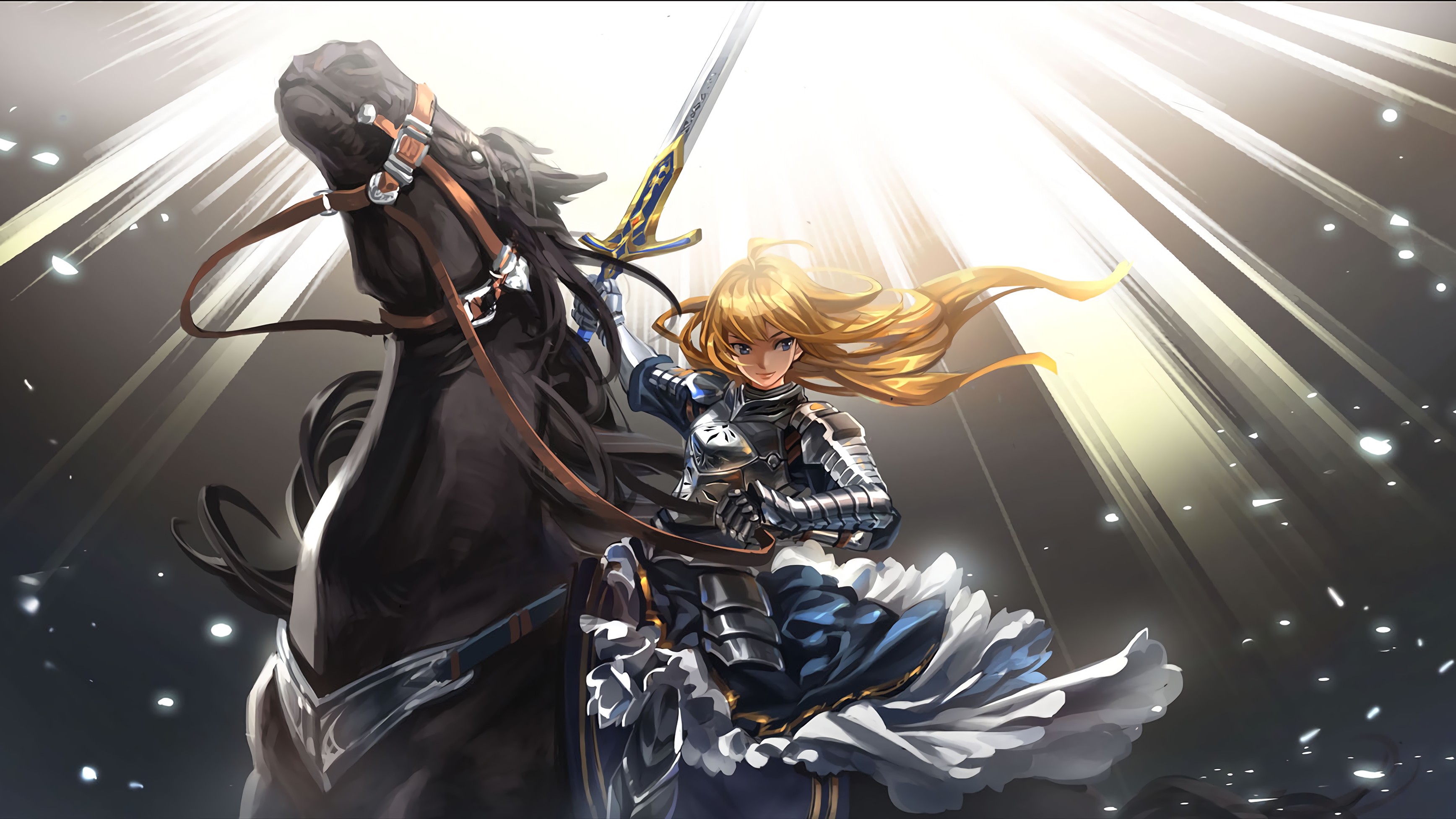 Saber from Fate/stay night on horseback HD Wallpaper