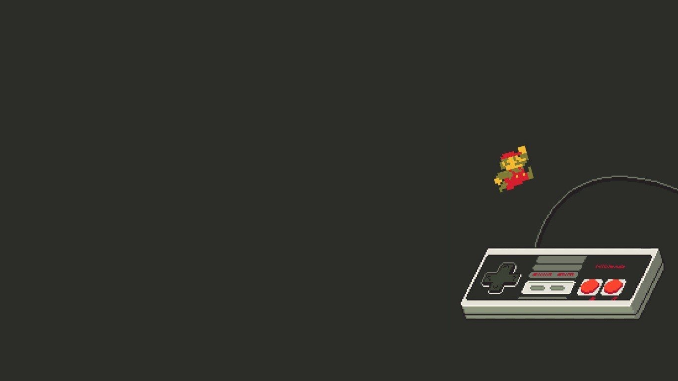 Mario from Nintendo jumping near a controller HD Wallpaper