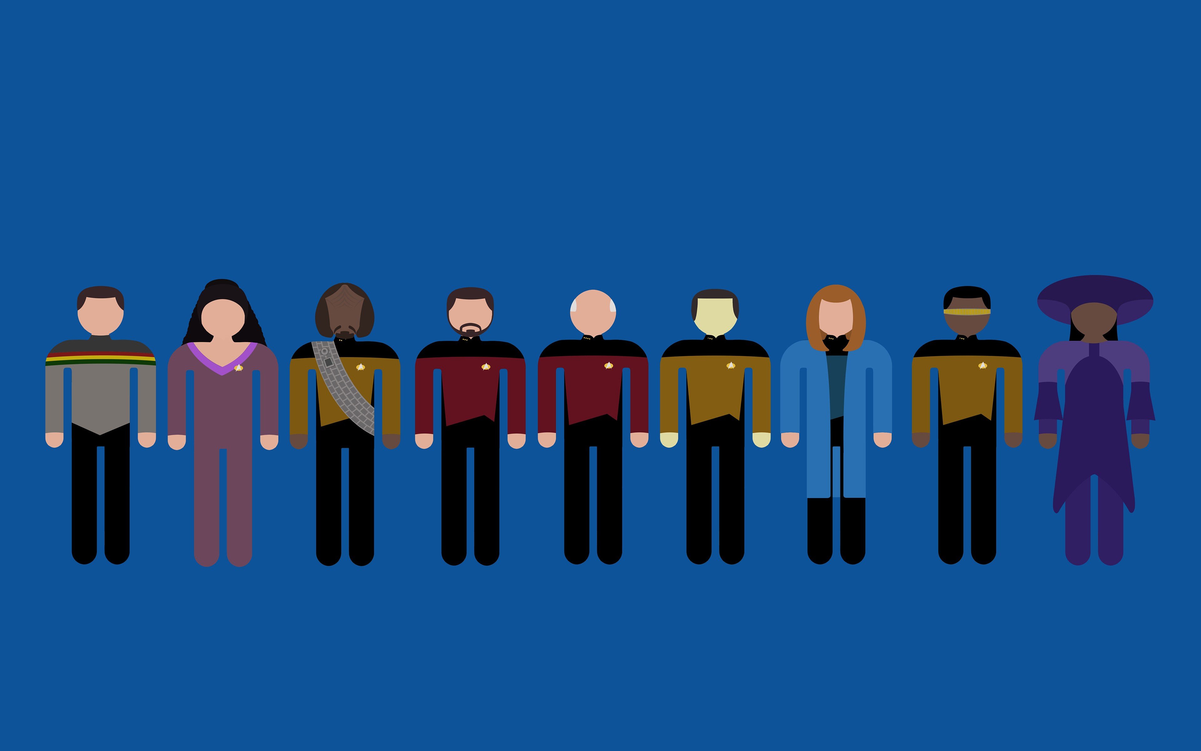 Star Trek: The Next Generation minimalist crew HD Wallpaper
