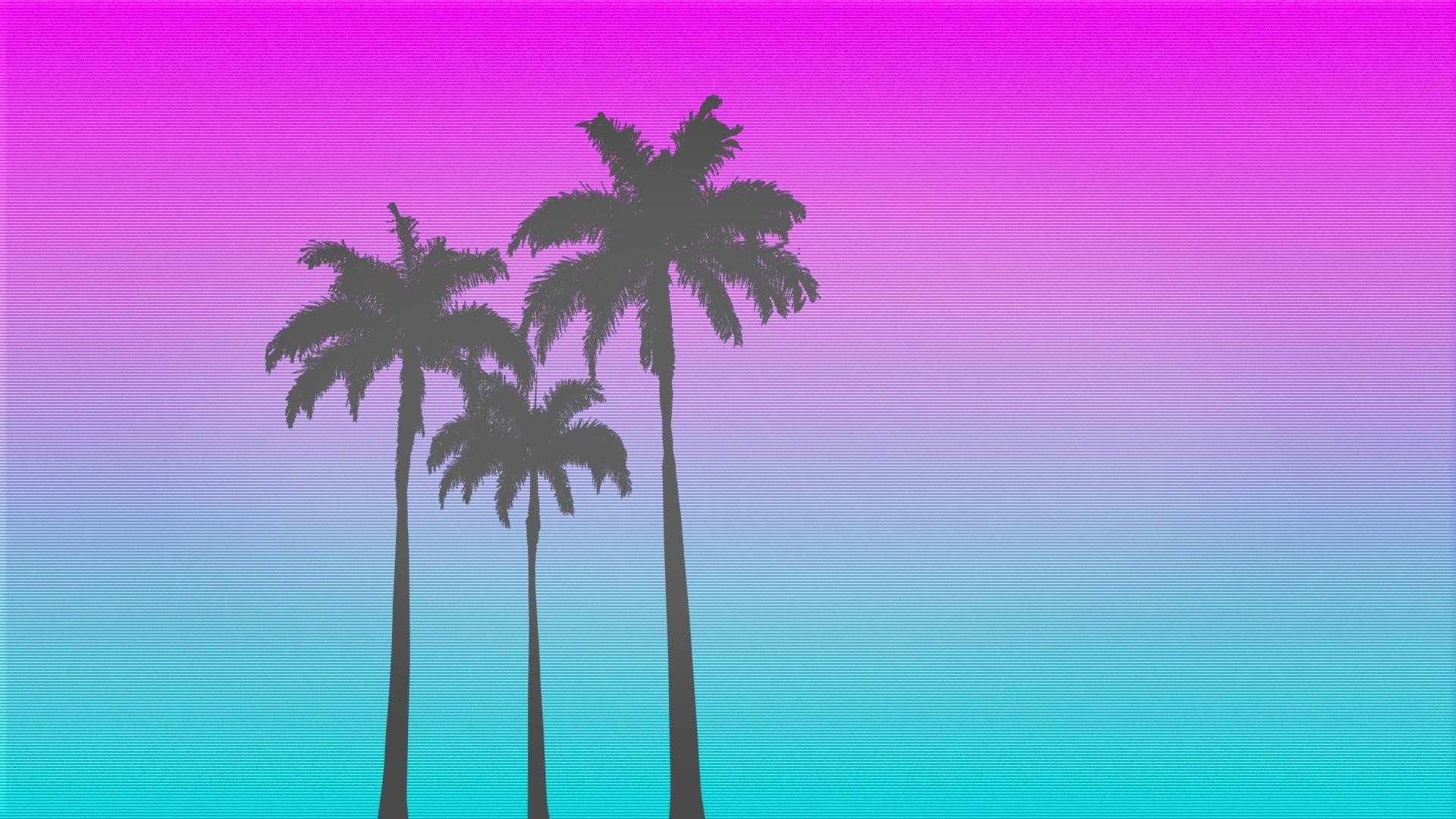 Retro 1980s style palm trees HD Wallpaper