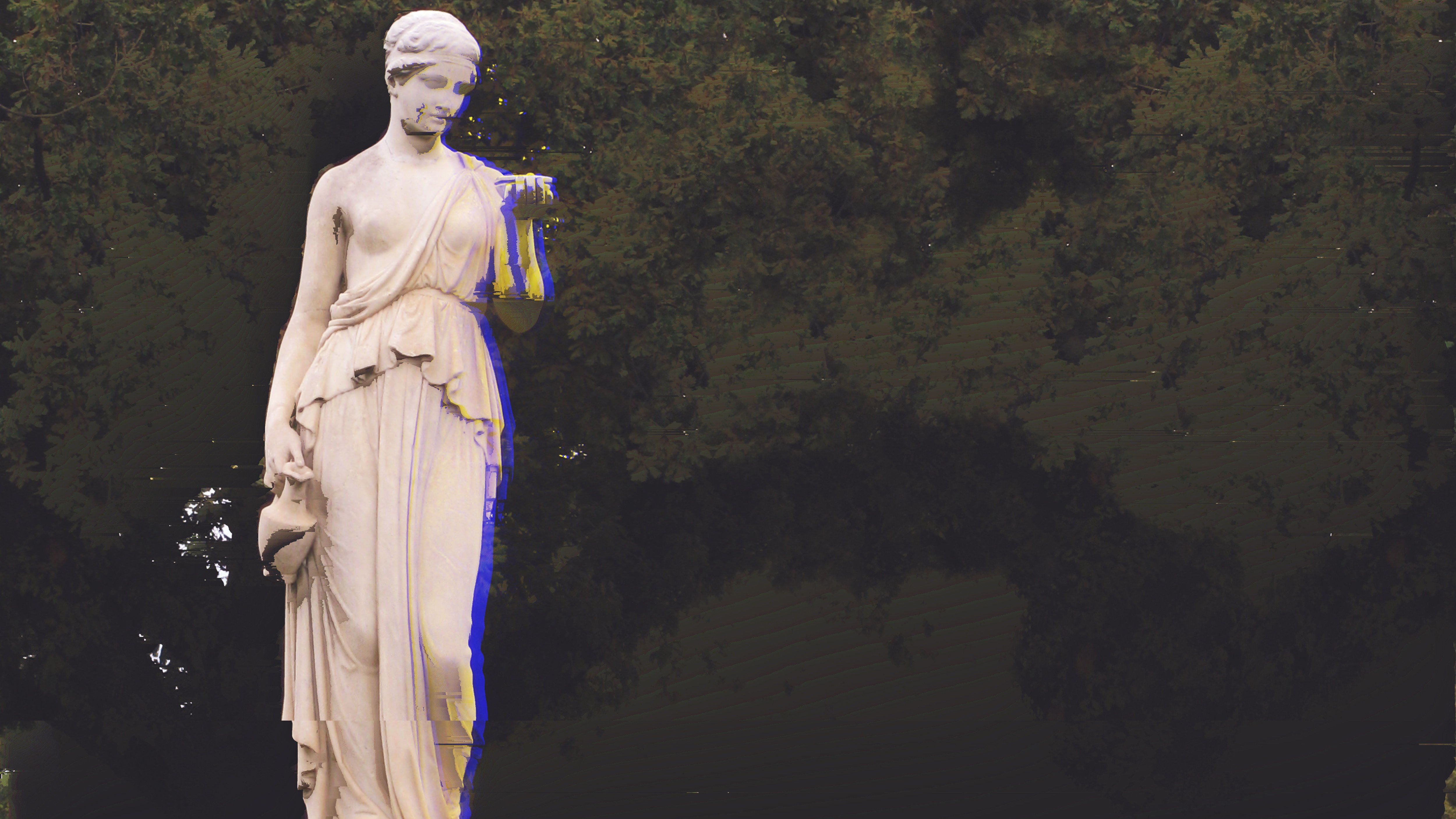 Statue with neon aesthetic HD Wallpaper