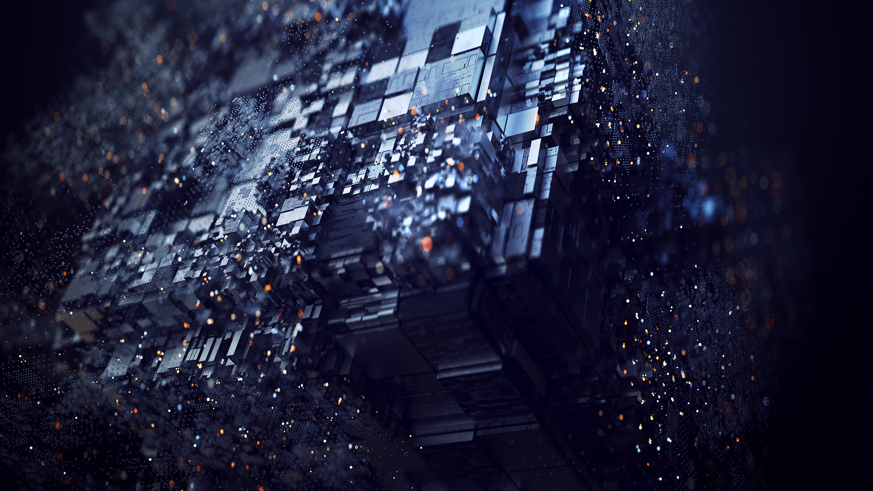 Abstract 3D digital art with geometric shapes HD Wallpaper