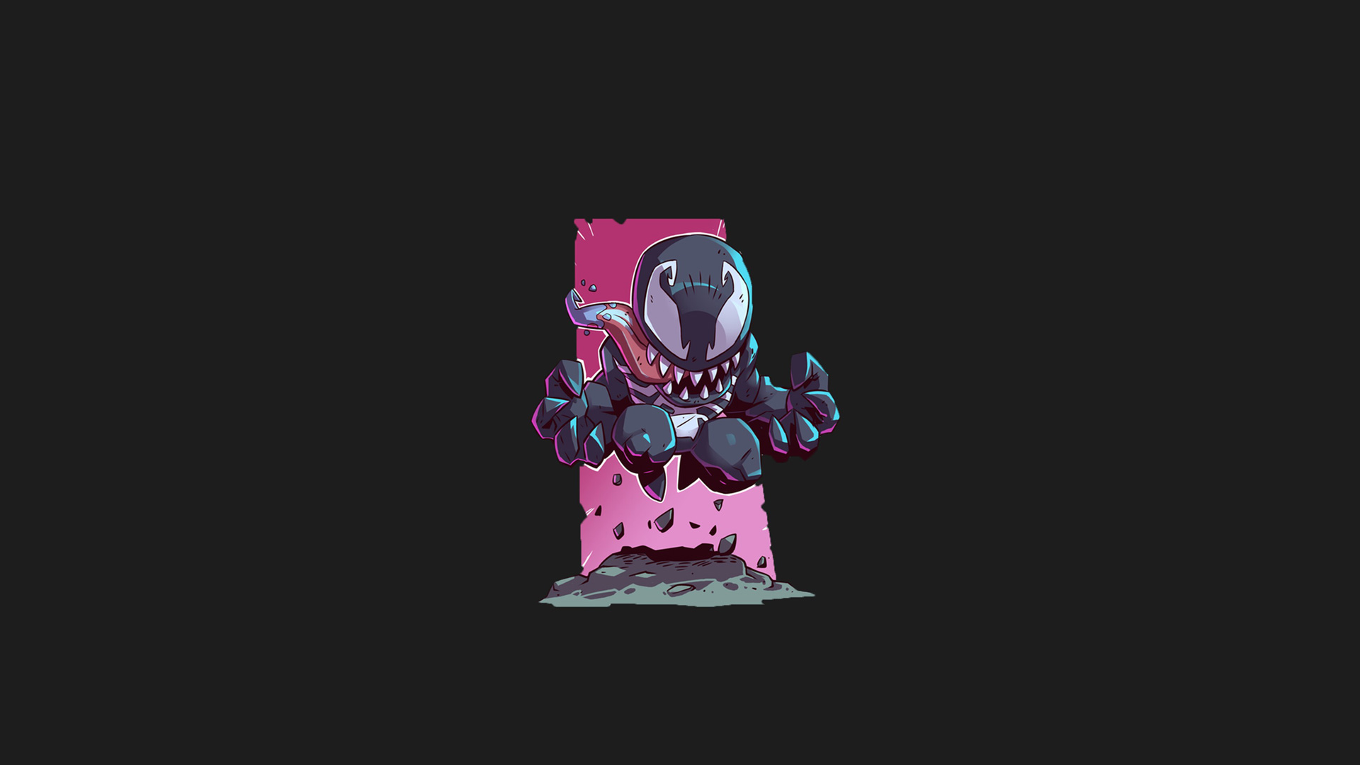 Venom from Marvel breaking through pink wall HD Wallpaper