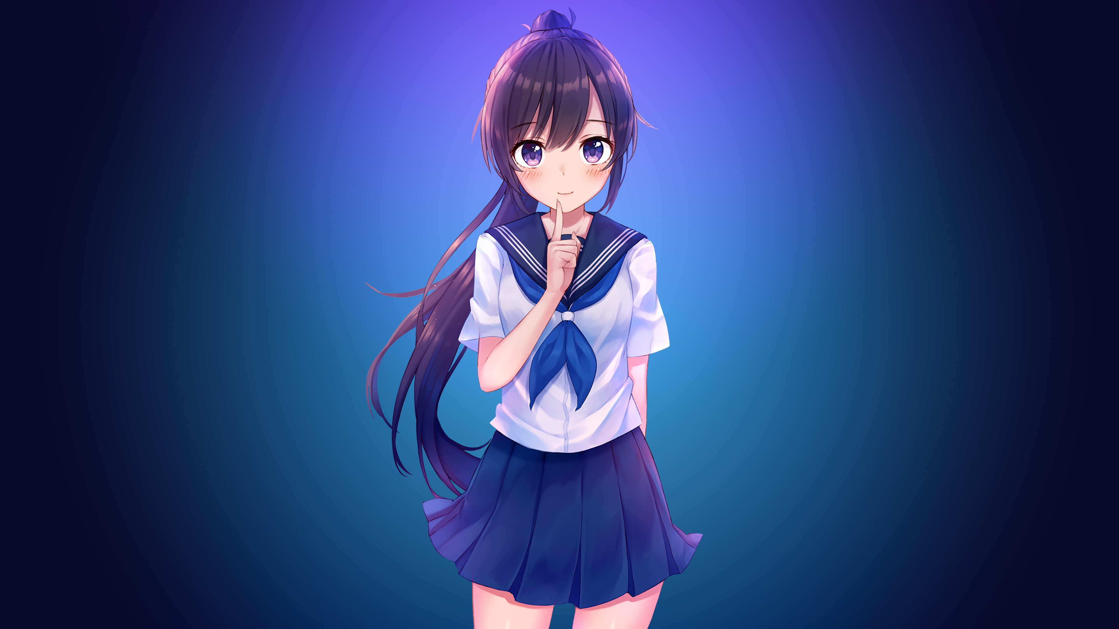 Anime Girl in Sailor School Uniform 4K HD Wallpaper