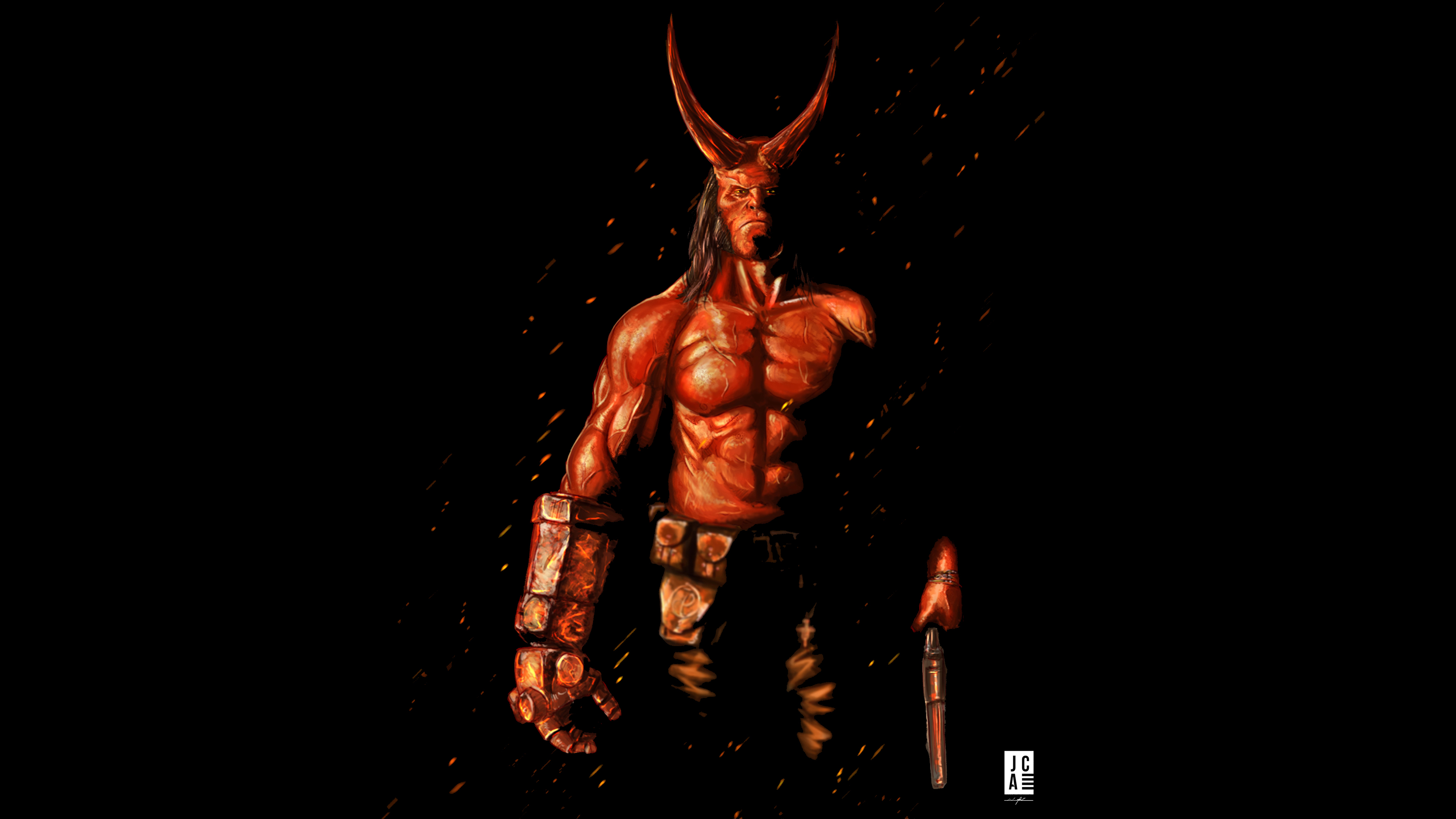 Hellboy from Hellboy 2019 movie artwork HD Wallpaper