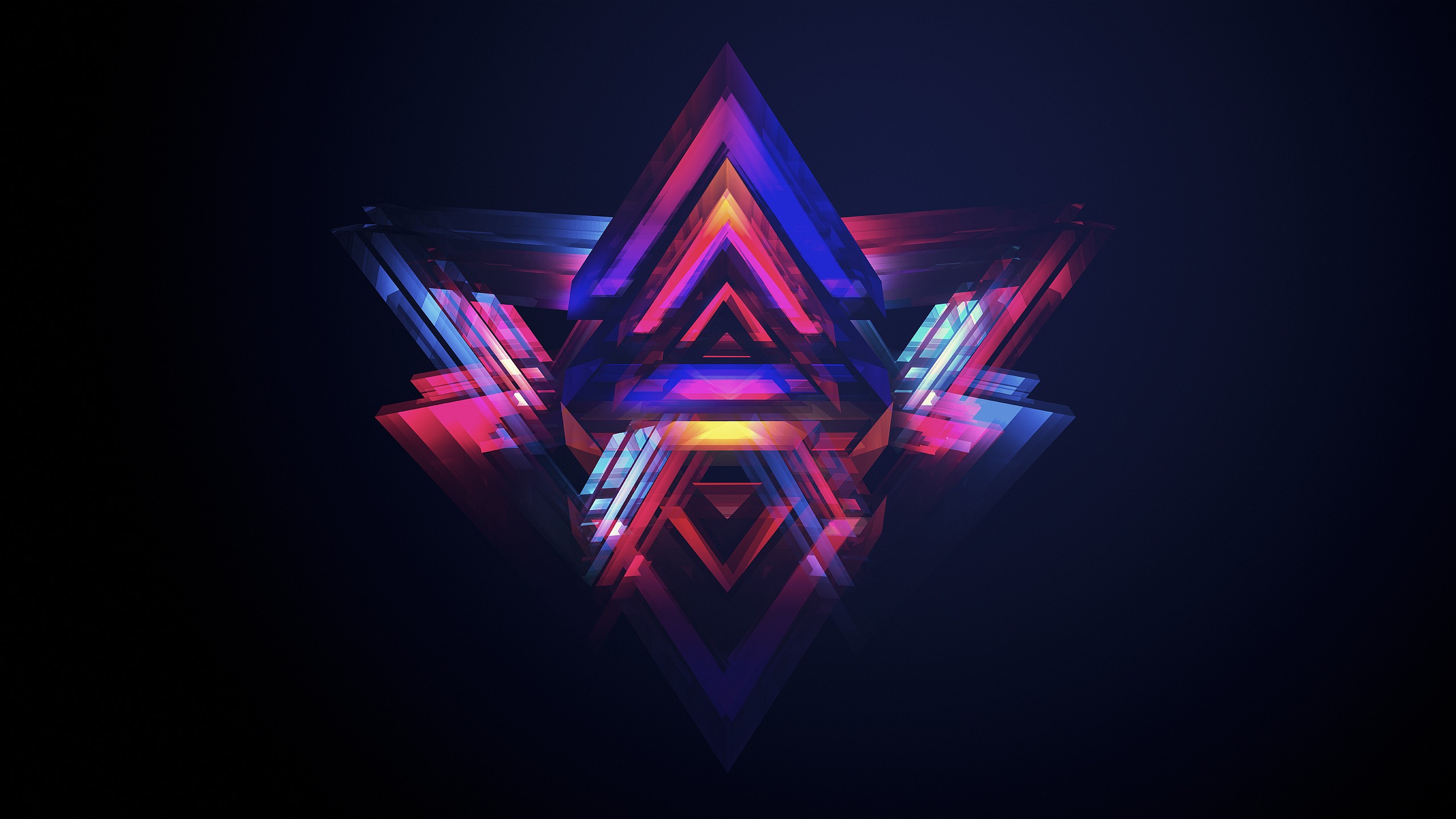 Abstract geometric digital art with neon colors HD Wallpaper