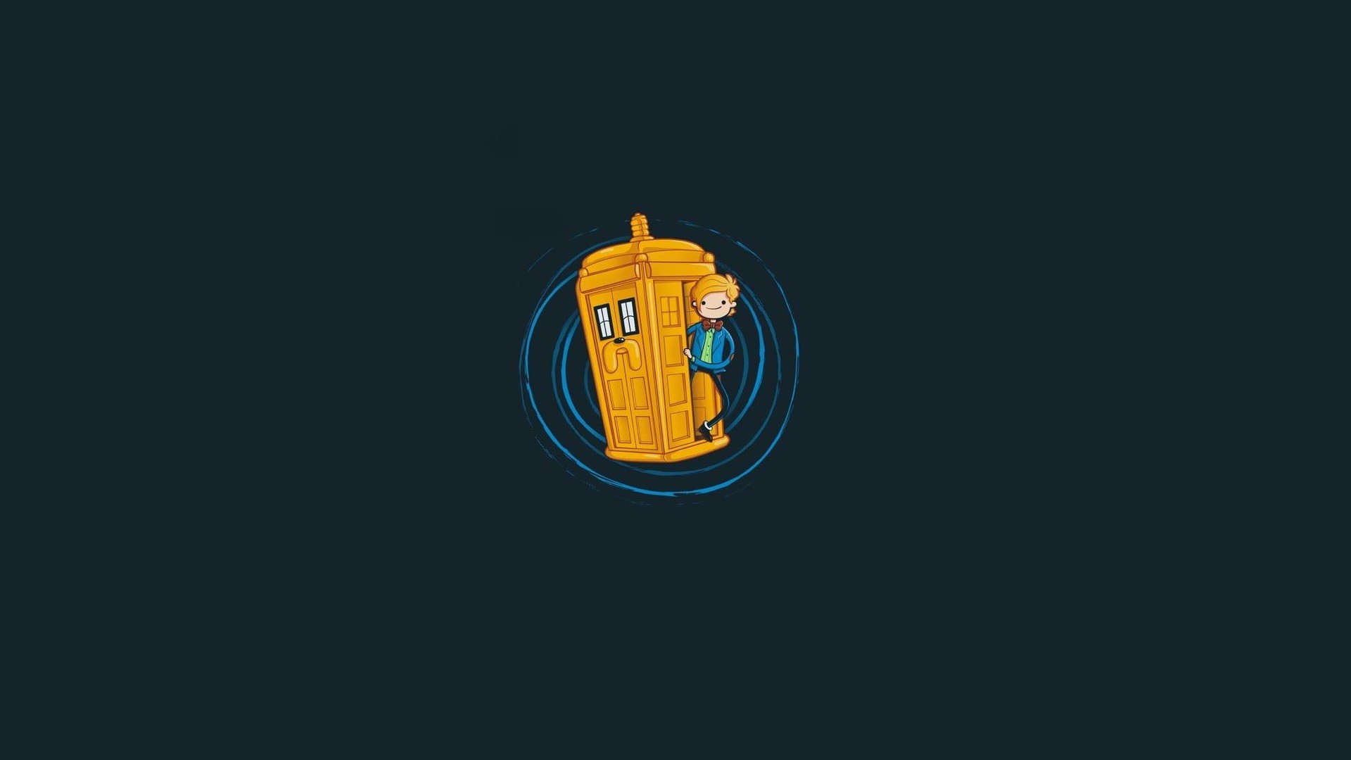 Minimalist TARDIS and Finn the Human HD Wallpaper