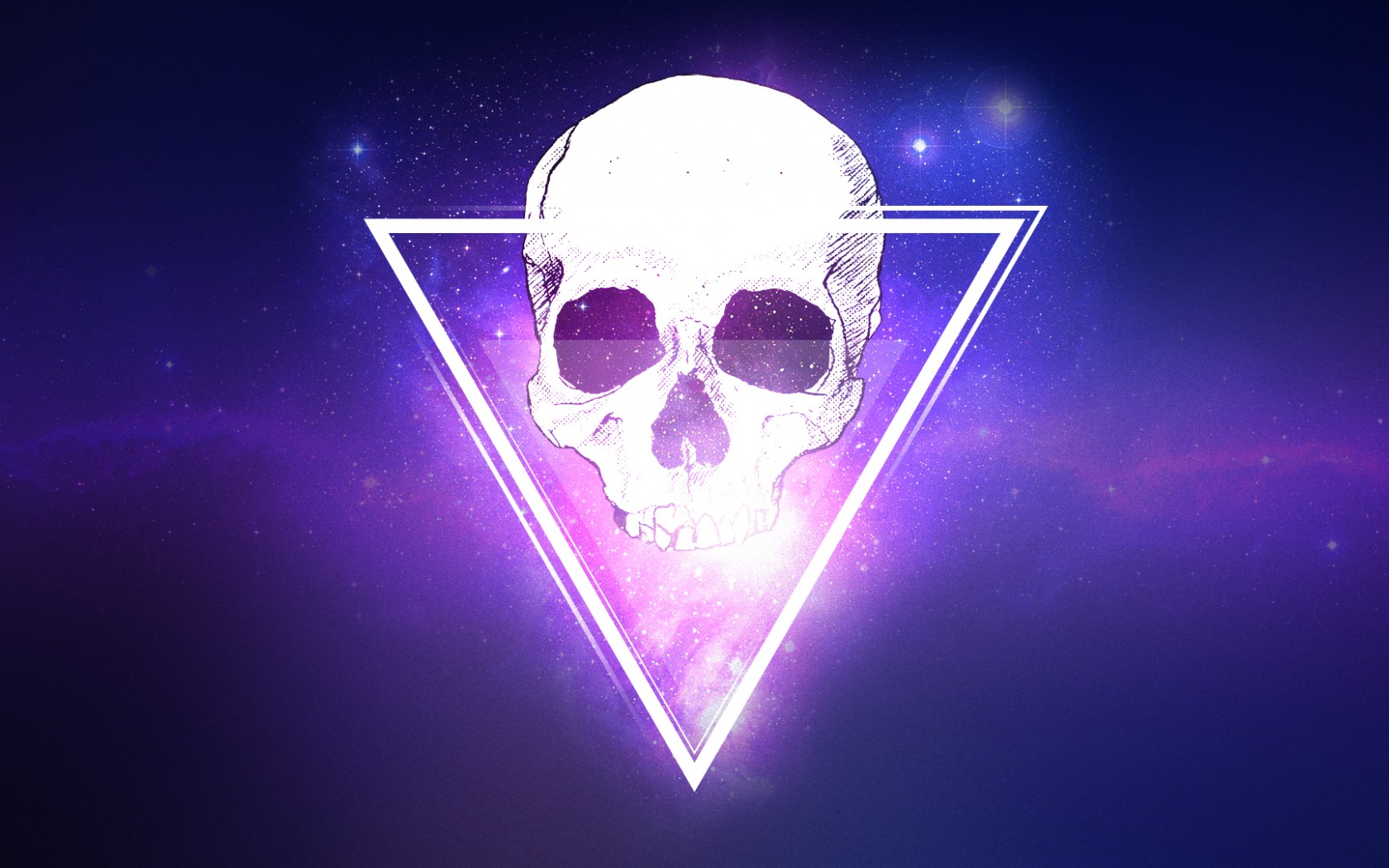 Skull inside a triangle with galaxy background HD Wallpaper