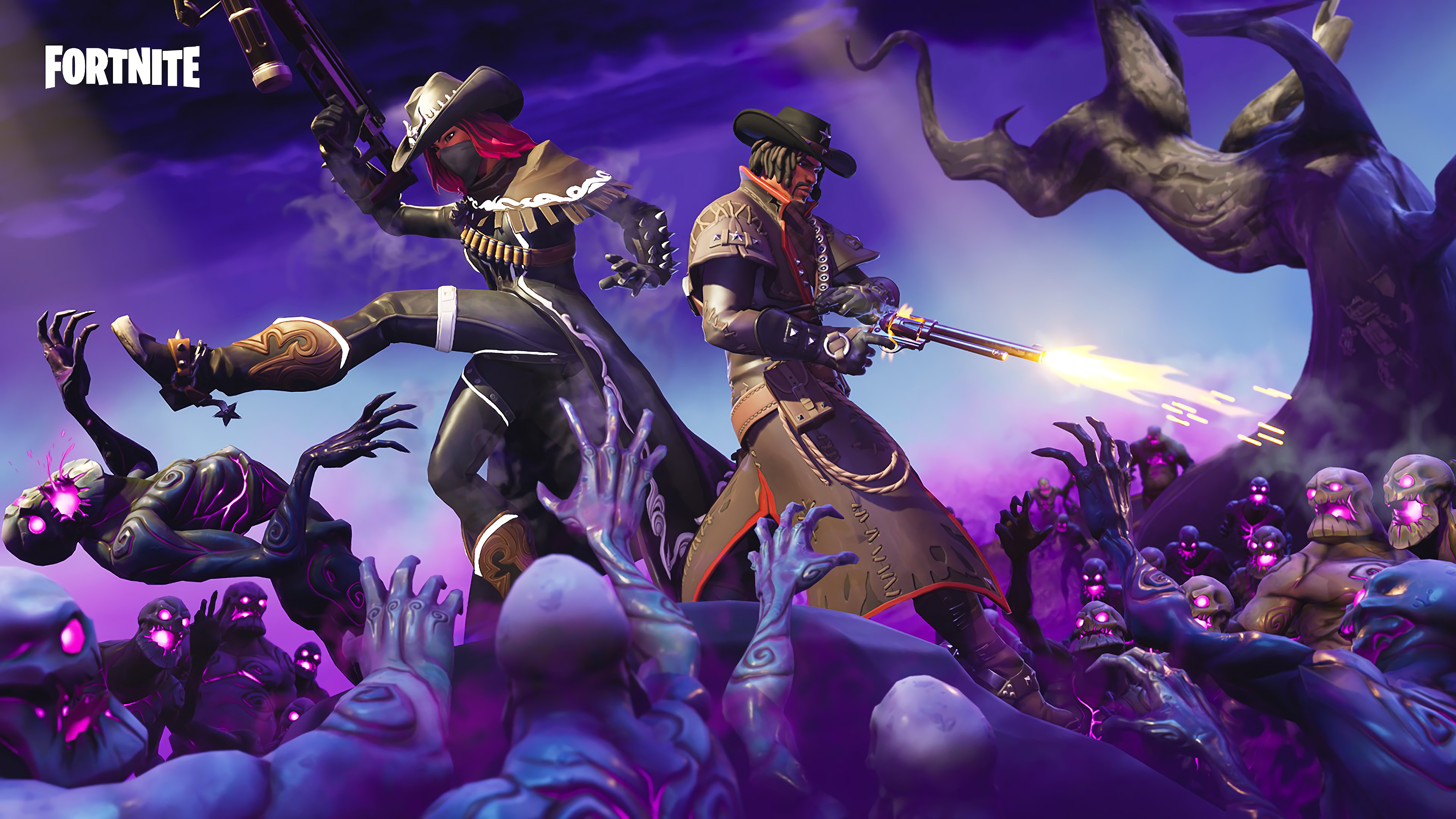 Fortnite characters fighting zombies HD Wallpaper