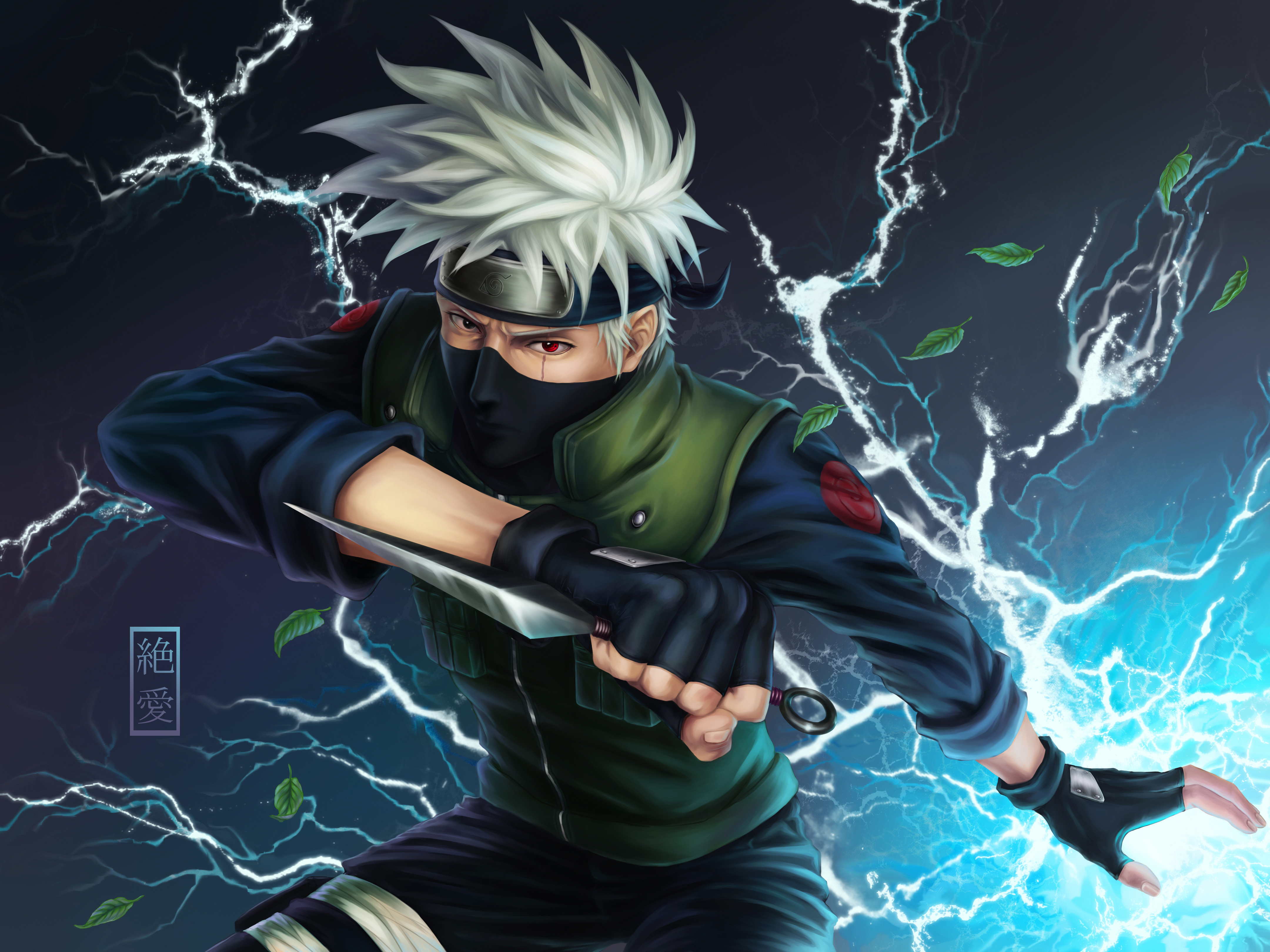 Kakashi Hatake from Naruto using lightning jutsu HD Wallpaper