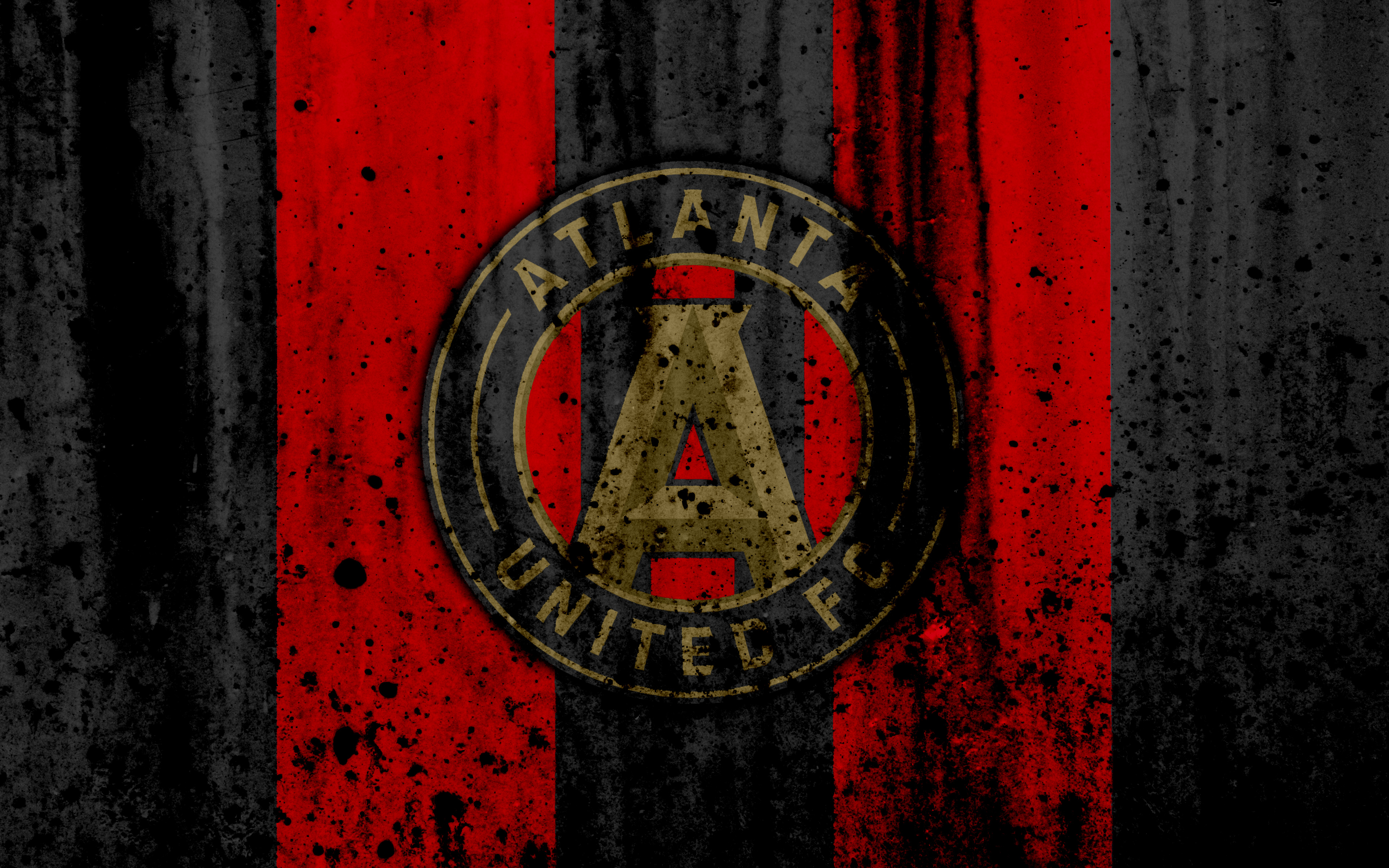 Atlanta United FC Logo on Red and Black Background HD Wallpaper