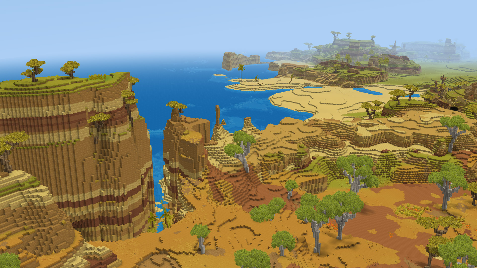Voxel landscape with cliffs and ocean HD Wallpaper