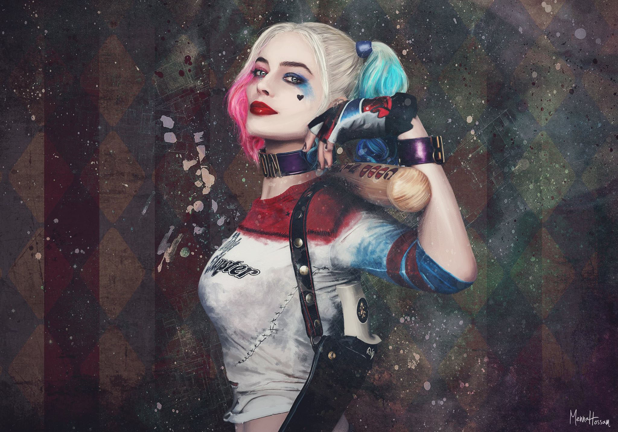 Harley Quinn from Suicide Squad holding a baseball bat HD Wallpaper