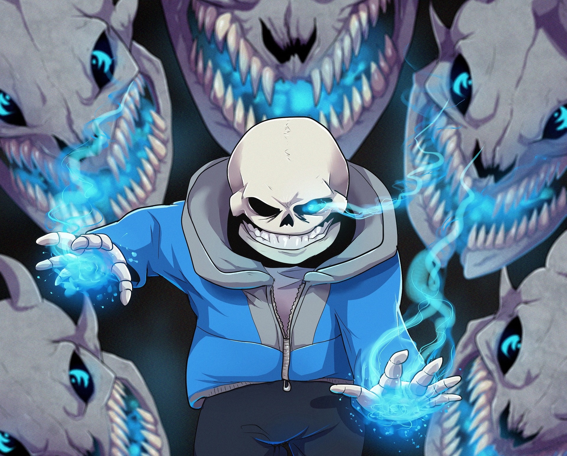 Sans from Undertale with Gaster Blasters HD Wallpaper